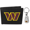 Washington Commanders Leather Bi-fold Wallet & Steel Key Chain - Sports Collectibles, Sports Memorabilia, Sports Fan Shop, Sports Gifts