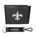 New Orleans Saints Leather Bi-fold Wallet & Strap Key Chain