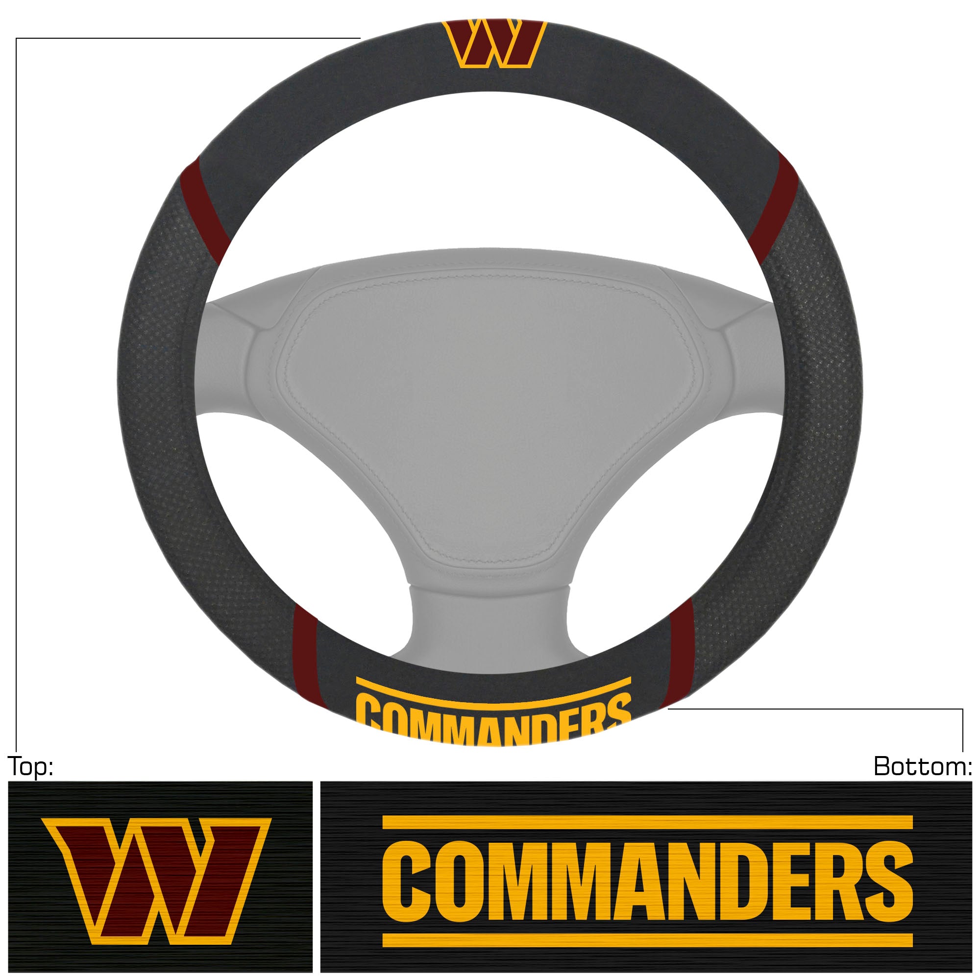 Washington Commanders Deluxe Steering Wheel Cover - 757 Sports Collectibles