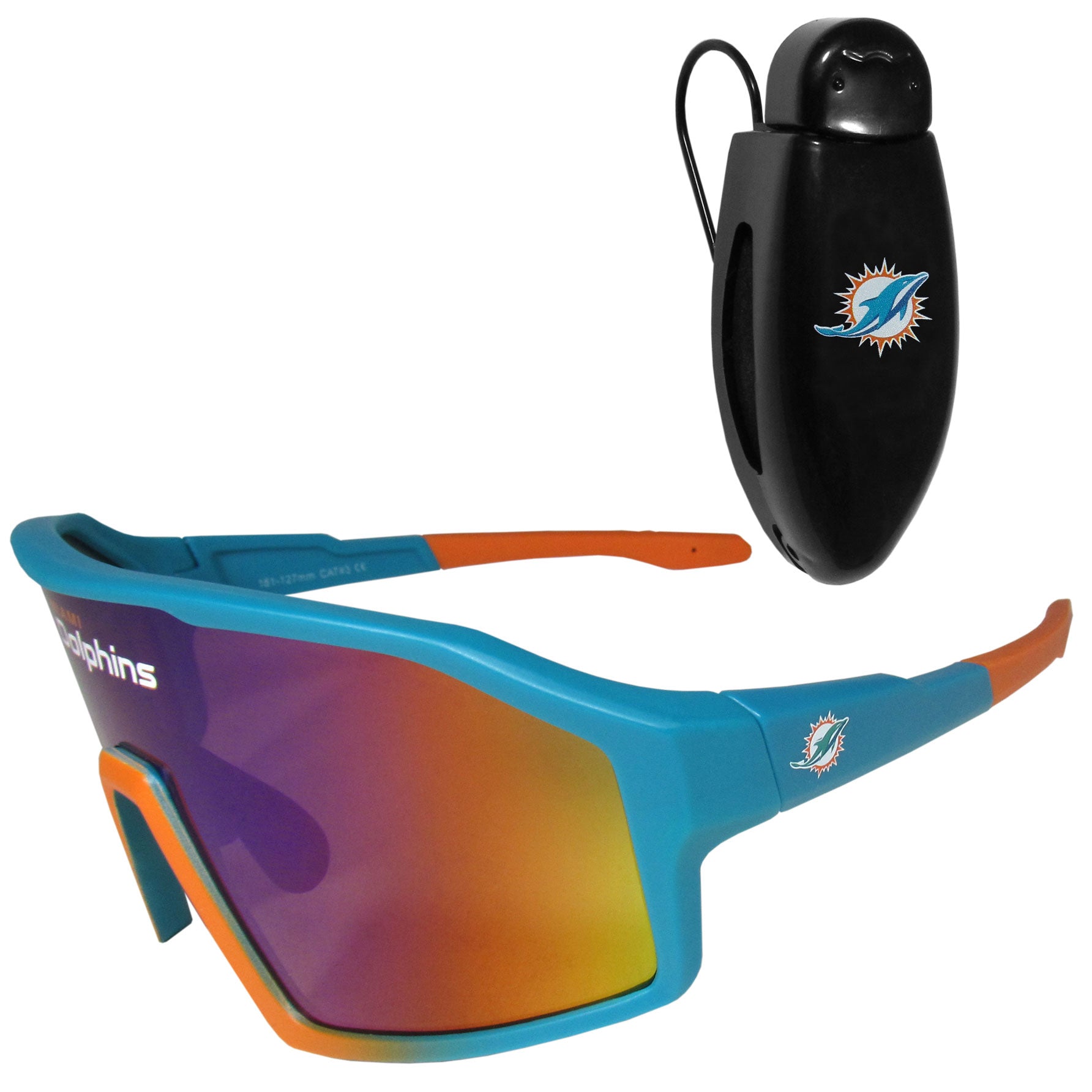 Miami Dolphins Shield Sunglasses with Visor Clip