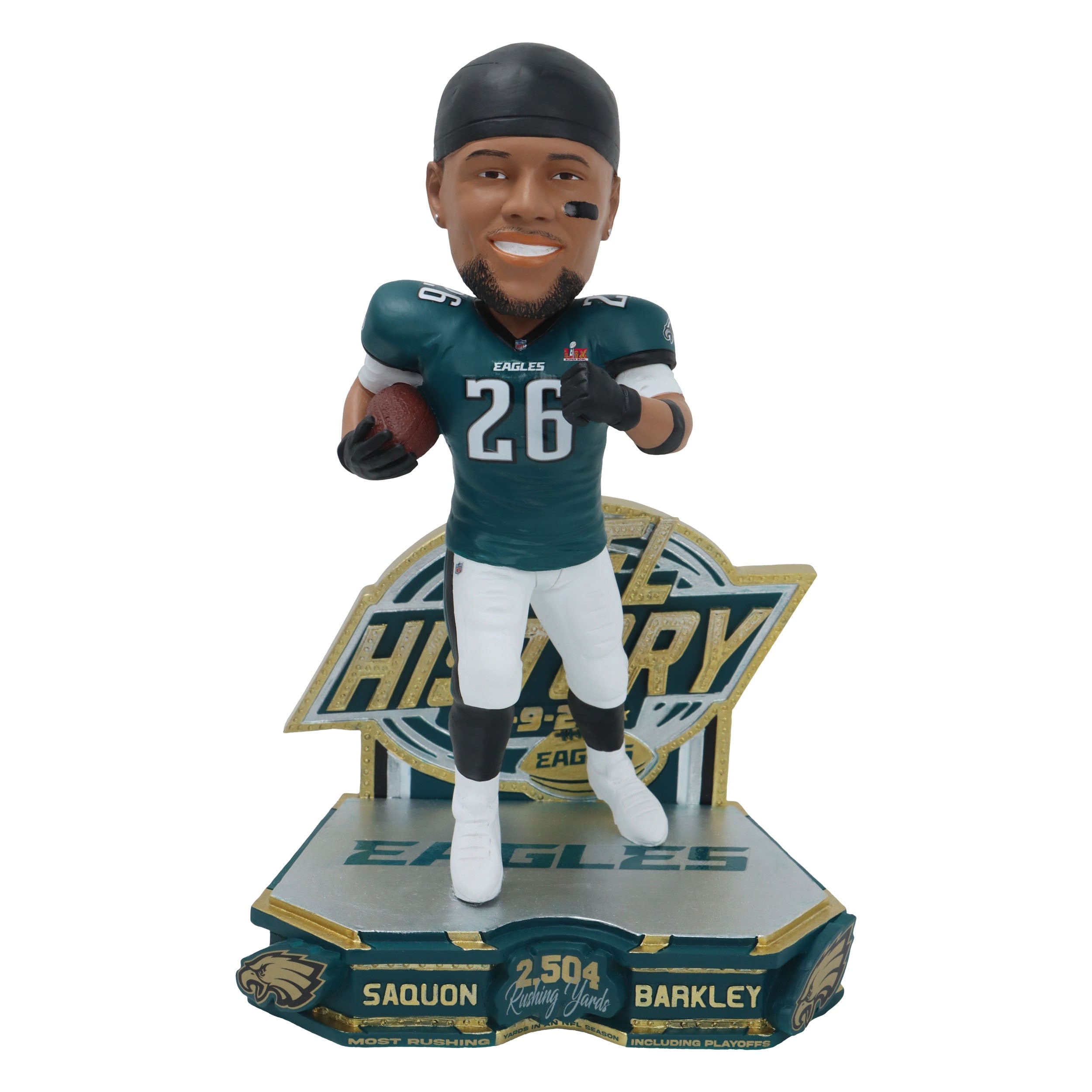 Saquon Barkley Philadelphia Eagles Most Rushing Yards In A Regular & Post Season Bobblehead - Sports Gifts, Sports Memorabilia, Sports Collectibles, Fan Shop