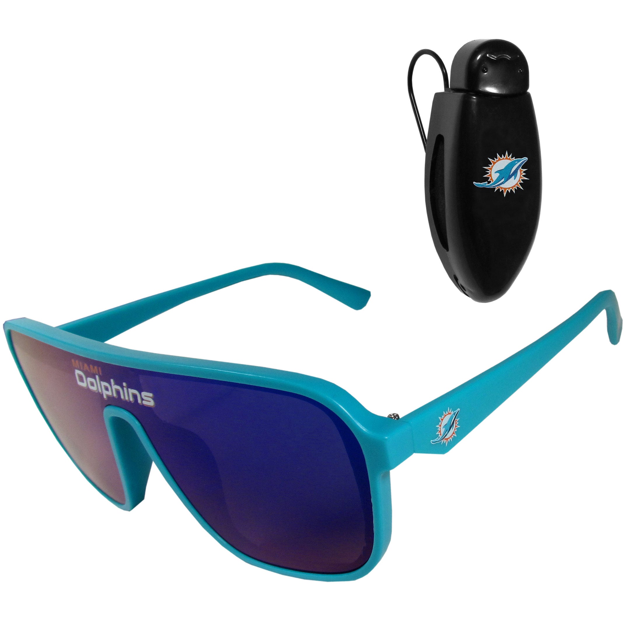 Miami Dolphins Shield Sunglasses with Visor Clip