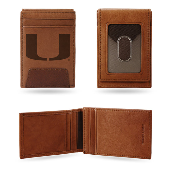 NCAA  Miami Hurricanes  Genuine Leather Front Pocket Wallet - Slim Wallet