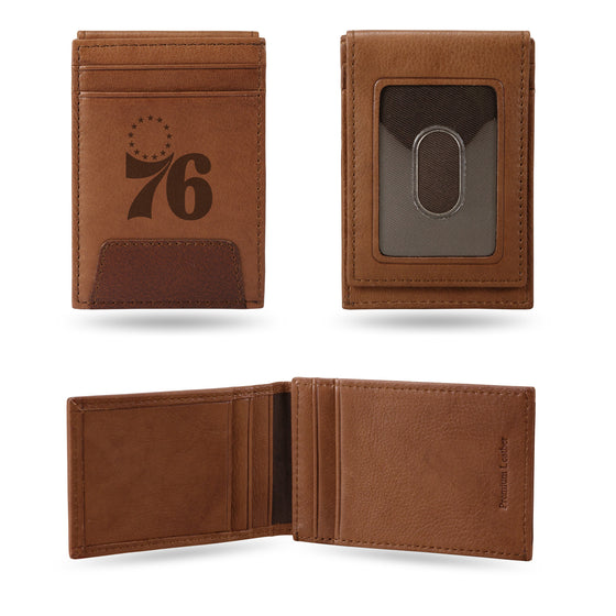 NBA Basketball Philadelphia 76ers  Genuine Leather Front Pocket Wallet - Slim Wallet