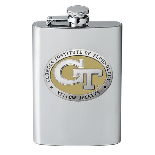Georgia Tech GT Logo Flask - Sports Gifts, Sports Memorabilia, Sports Collectibles, Fan Shop