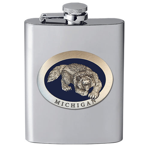 Wolverine with Michigan Flask - Sports Collectibles, Sports Memorabilia, Sports Fan Shop, Sports Gifts