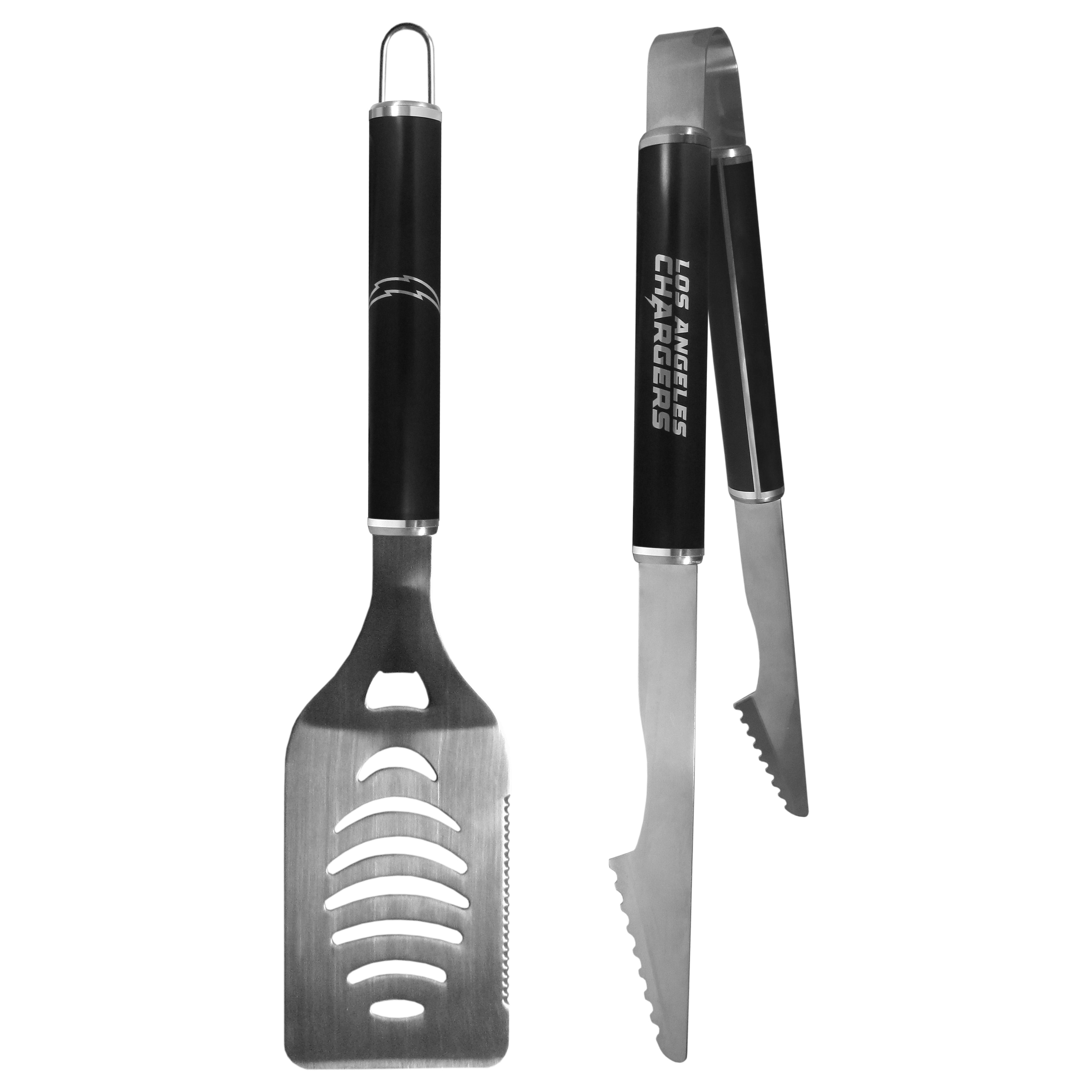 Los Angeles Chargers 2 pc Black Steel Tailgate BBQ Set