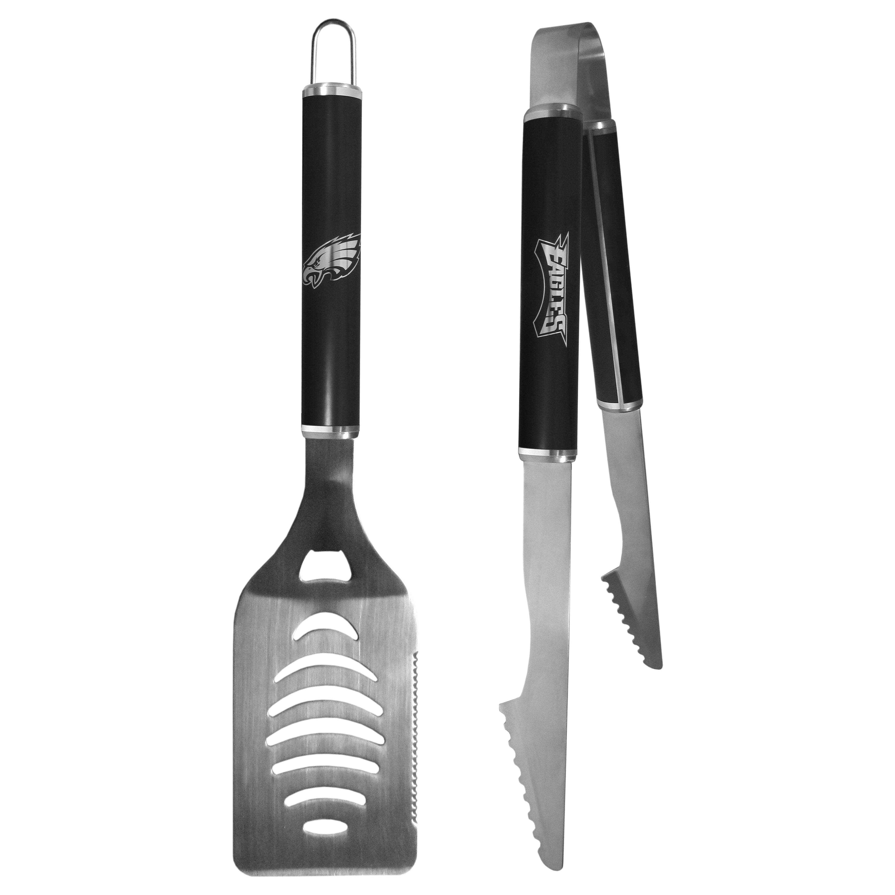 Philadelphia Eagles 2 pc Black Steel Tailgate BBQ Set