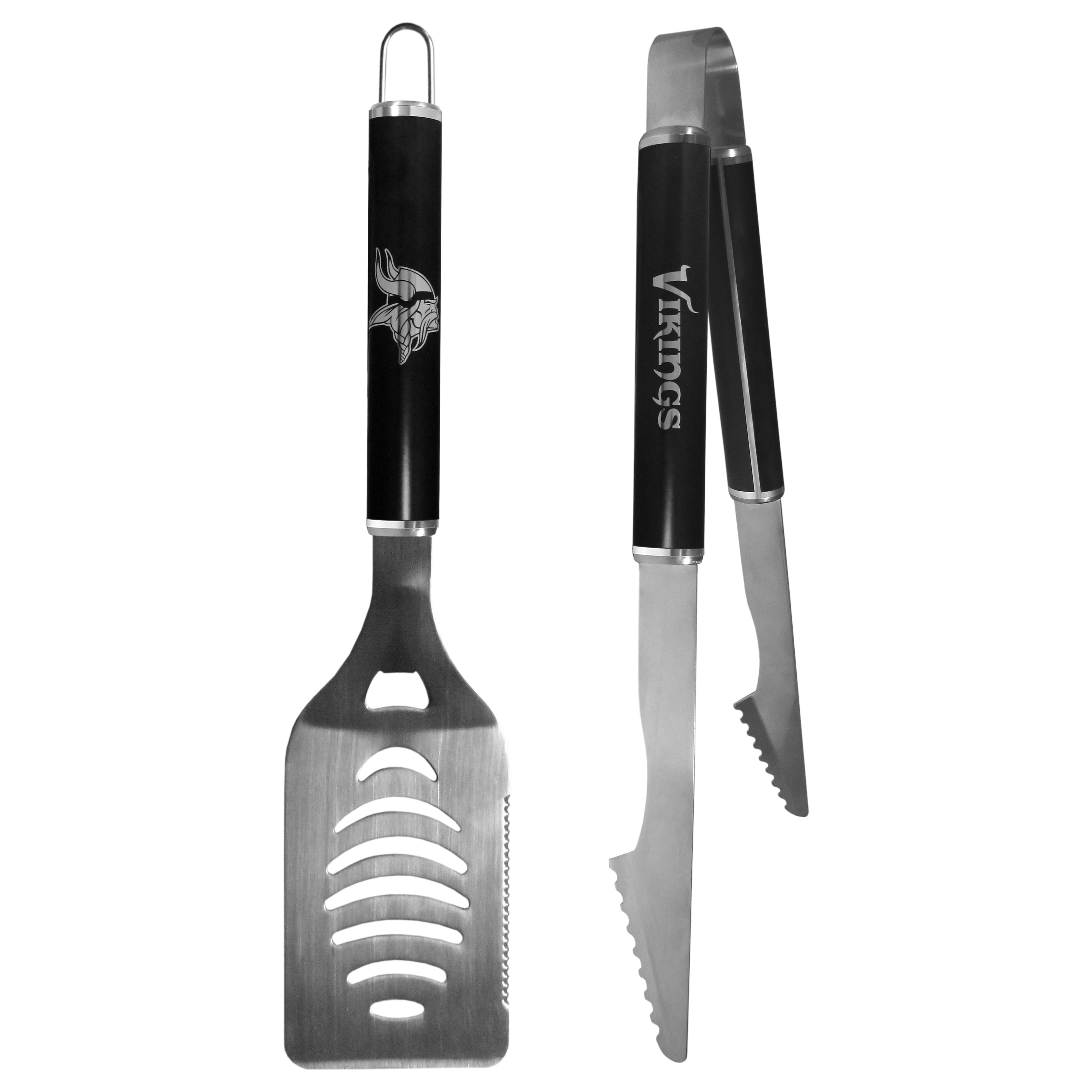Minnesota Vikings 2 pc Black Steel Tailgate BBQ Set