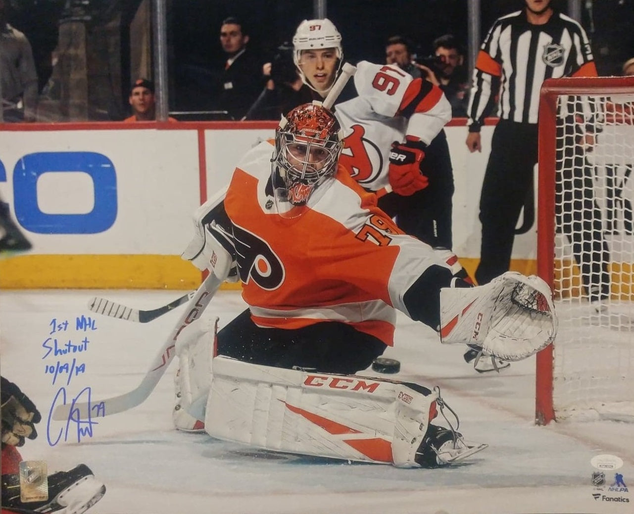 Carter Hart Philadelphia Flyers First Career Shutout Autographed NHL Hockey Photo - Sports Collectibles, Sports Memorabilia, Sports Fan Shop, Sports Gifts