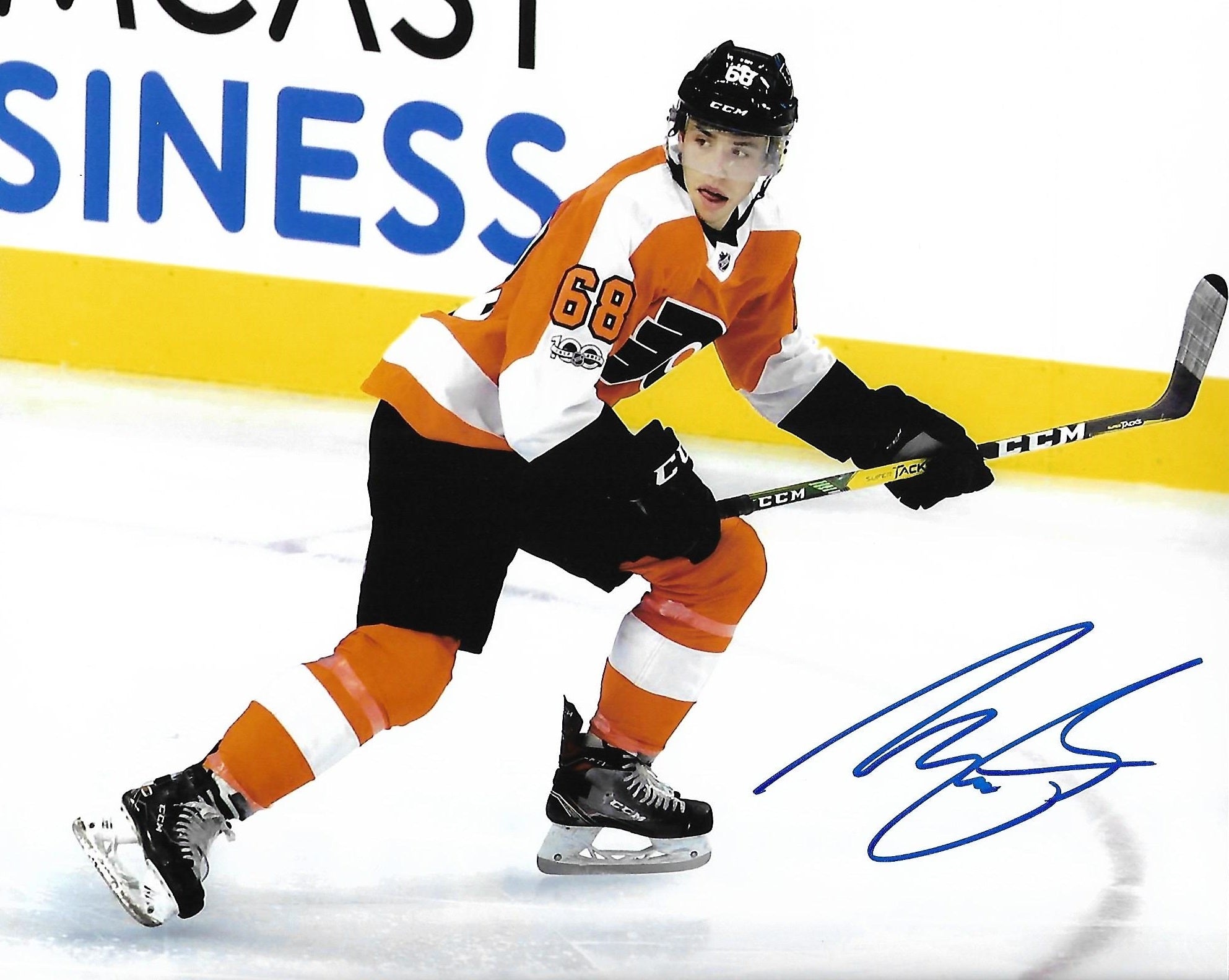 Morgan Frost in Action Autographed Philadelphia Flyers Hockey Photo - Sports Collectibles, Sports Memorabilia, Sports Fan Shop, Sports Gifts