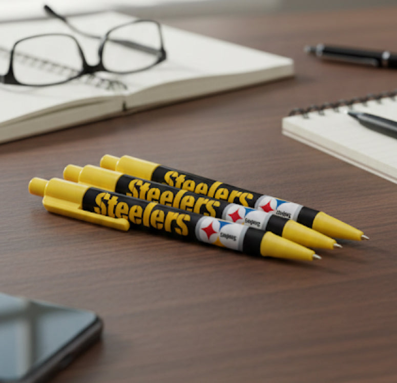 Pittsburgh Steelers 4 Pack Cool Color Pens - Sports Gifts, Sports Memorabilia, Sports Collectibles, Fan Shop