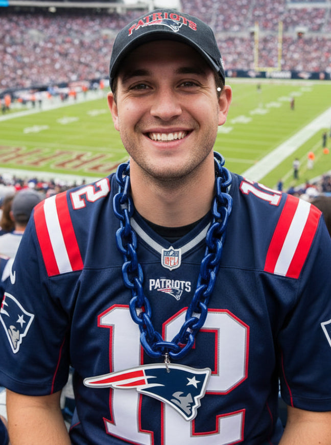 New England Patriots(BLUE) FAN CHAIN - Sports Gifts, Sports Memorabilia, Sports Collectibles, Fan Shop