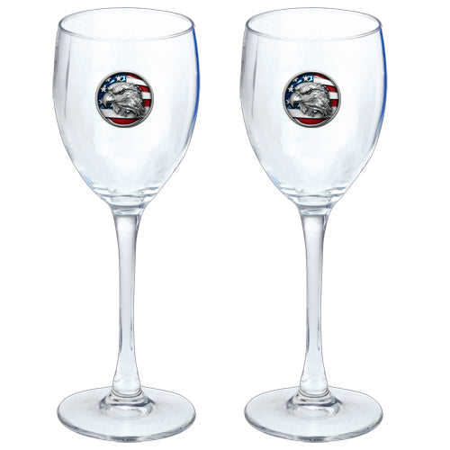 Eagle Head w/ Flag Goblets (Set of 2) - Sports Collectibles, Sports Memorabilia, Sports Fan Shop, Sports Gifts