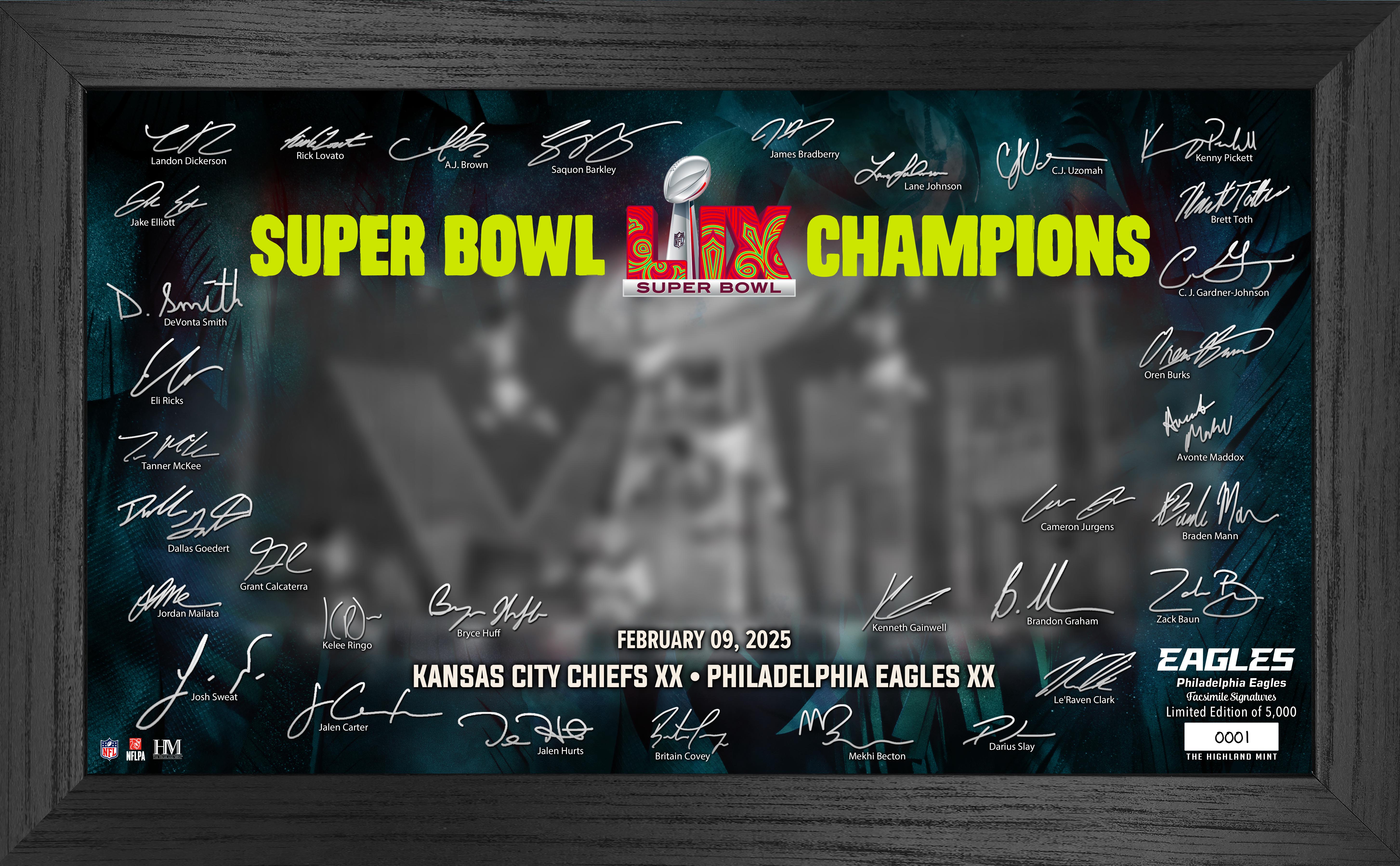 Philadelphia Eagles Super Bowl LIX Champions Signature Gridiron Frame