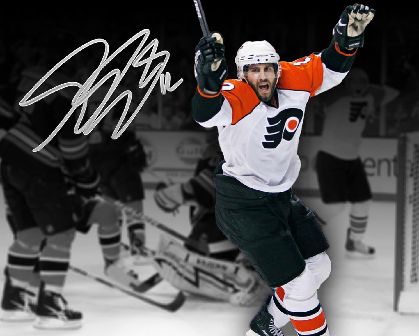 Simon Gagne Philadelphia Flyers Game 7 Game-Winning Goal v. Bruins Autographed 8x10 Blackout Photo - Sports Collectibles, Sports Memorabilia, Sports Fan Shop, Sports Gifts