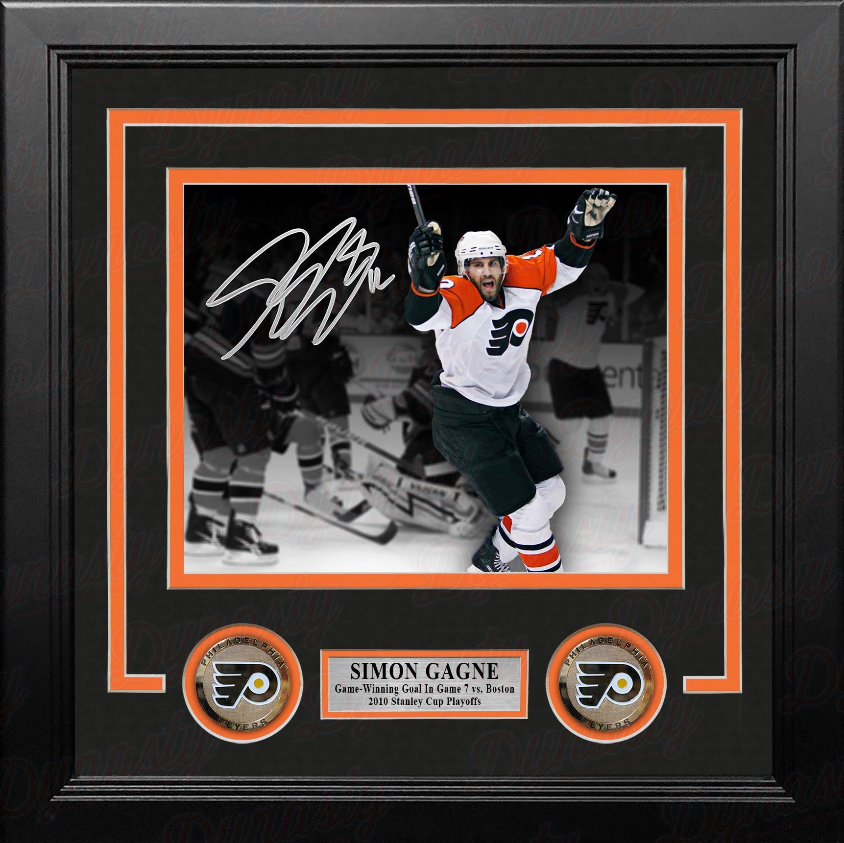 Simon Gagne Philadelphia Flyers Gm 7 Game-Winning Goal v Bruins Autographed 8x10 Framed Black Photo - Sports Collectibles, Sports Memorabilia, Sports Fan Shop, Sports Gifts