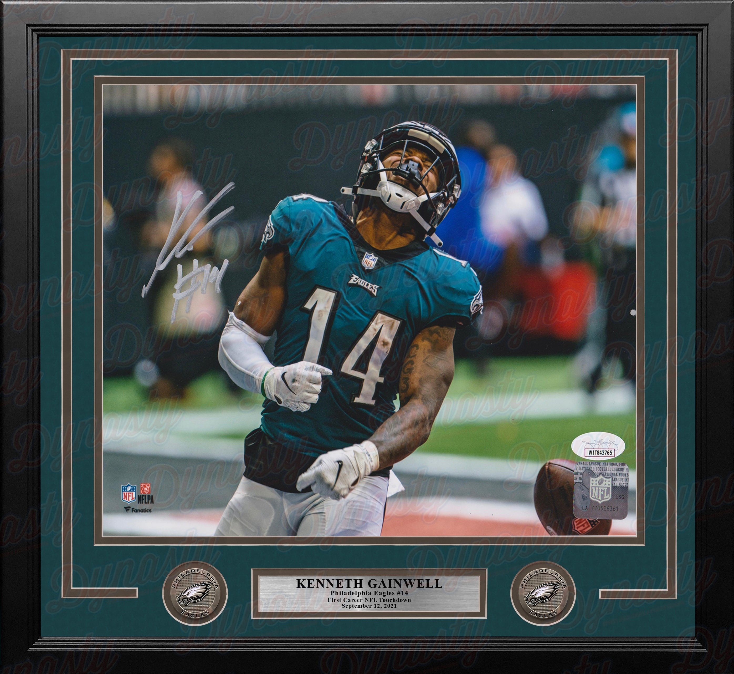 Kenneth Gainwell First Touchdown Philadelphia Eagles Autographed Framed Photo - JSA Authenticated - Sports Collectibles, Sports Memorabilia, Sports Fan Shop, Sports Gifts