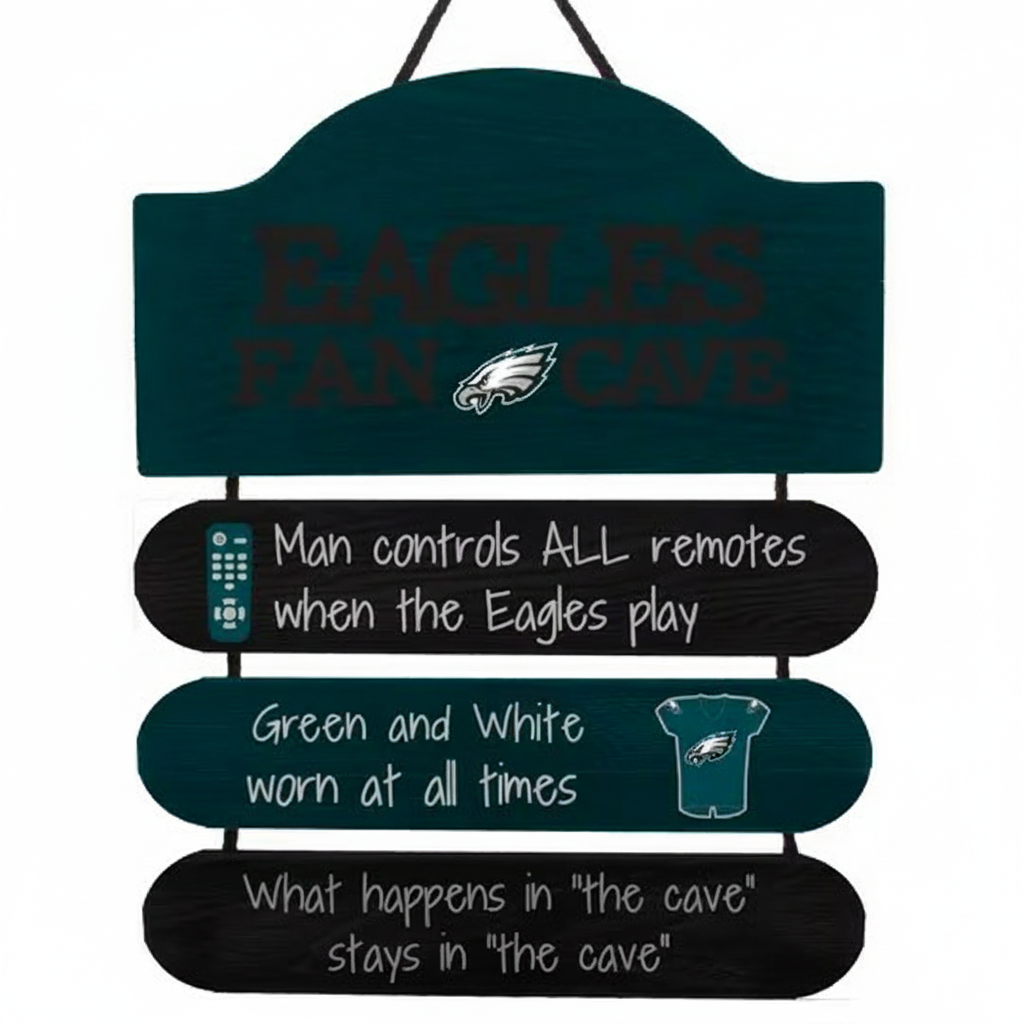 Philadelphia Eagles Wooden Man Cave Dangle Sign - Sports Gifts, Sports Memorabilia, Sports Collectibles, Fan Shop