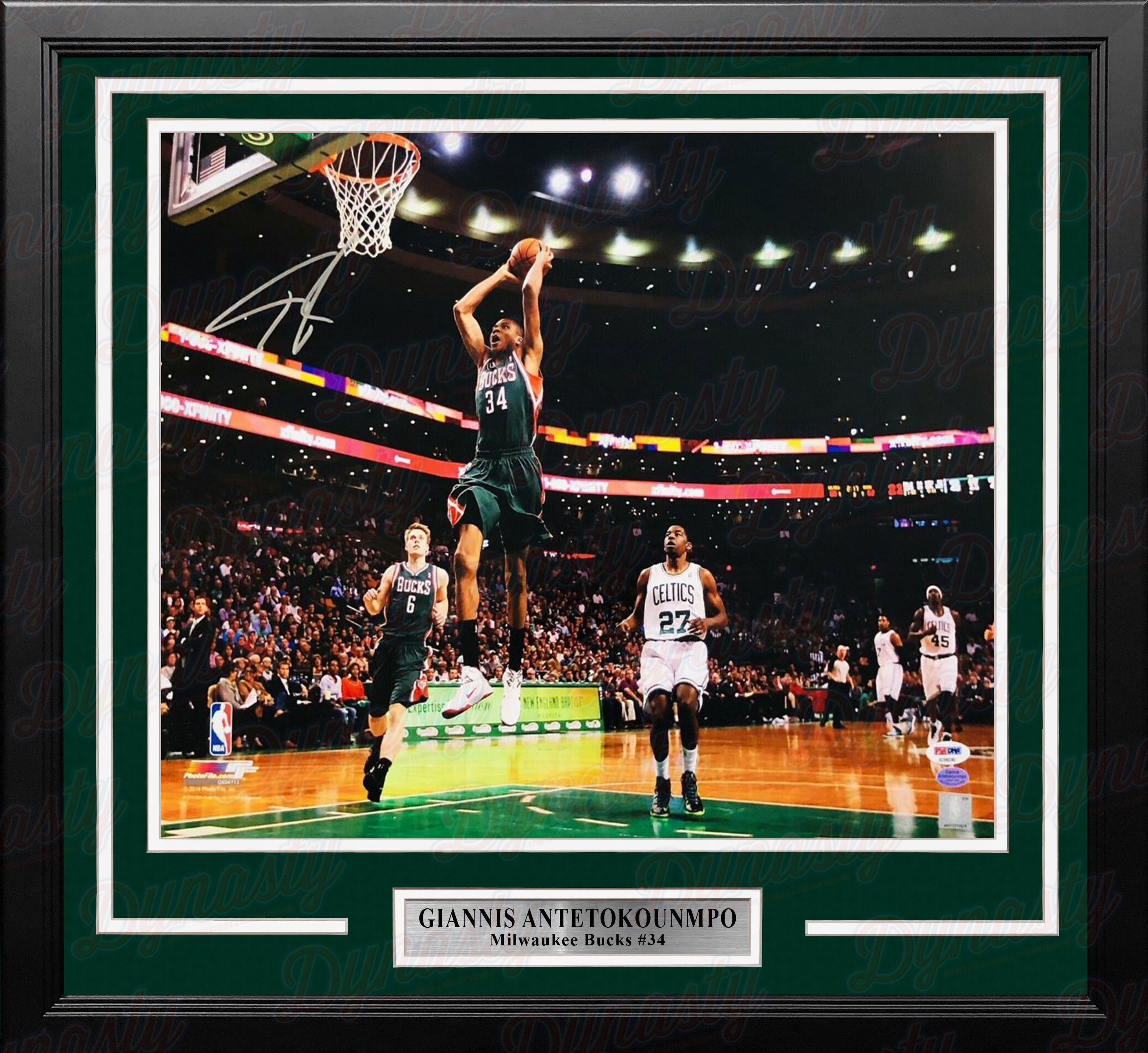 Giannis Antetokounmpo Slam Dunk v. Celtics Milwaukee Bucks Autographed 16x20 Framed Basketball Photo - Sports Collectibles, Sports Memorabilia, Sports Fan Shop, Sports Gifts