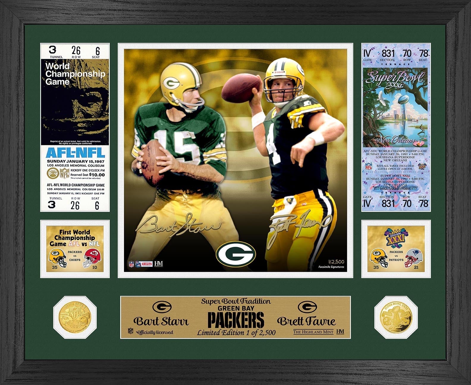 Bart Starr Brett Favre Super Bowl Traditions Bronze Coin Photo Mint - Sports Collectibles, Sports Memorabilia, Sports Fan Shop, Sports Gifts