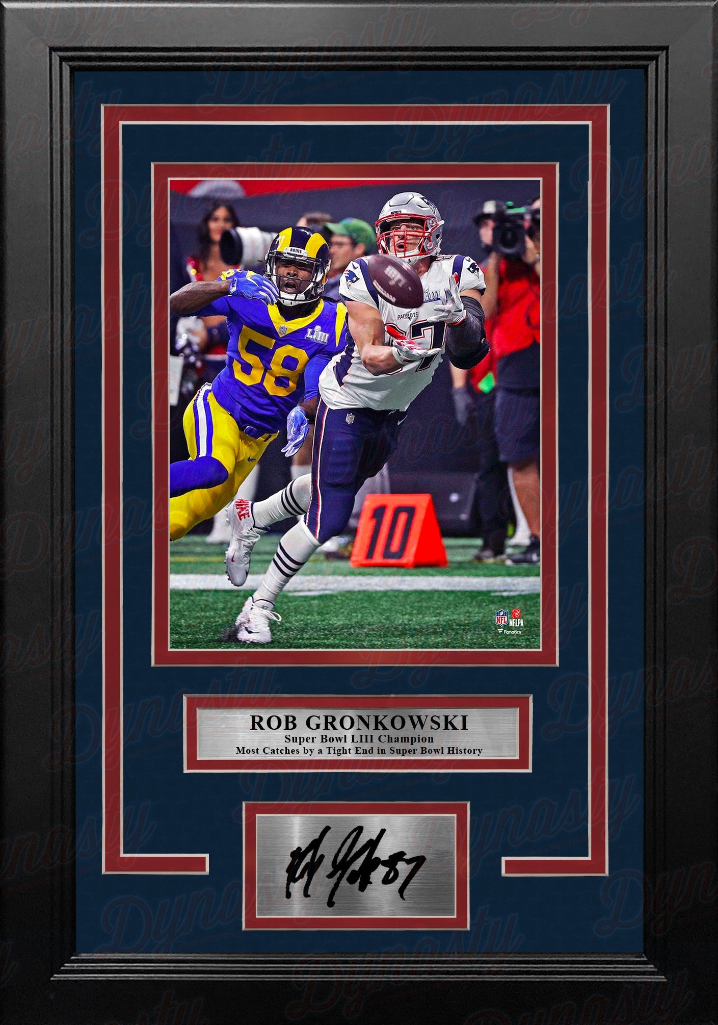 Rob Gronkowski Super Bowl LIII Catch New England Patriots 8x10 Framed Photo with Engraved Autograph - Sports Collectibles, Sports Memorabilia, Sports Fan Shop, Sports Gifts