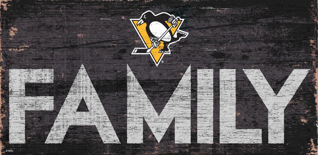 Pittsburgh Penguins Sign Wood 12x6 Family Design - Special Order - Sports Collectibles, Sports Memorabilia, Sports Fan Shop, Sports Gifts