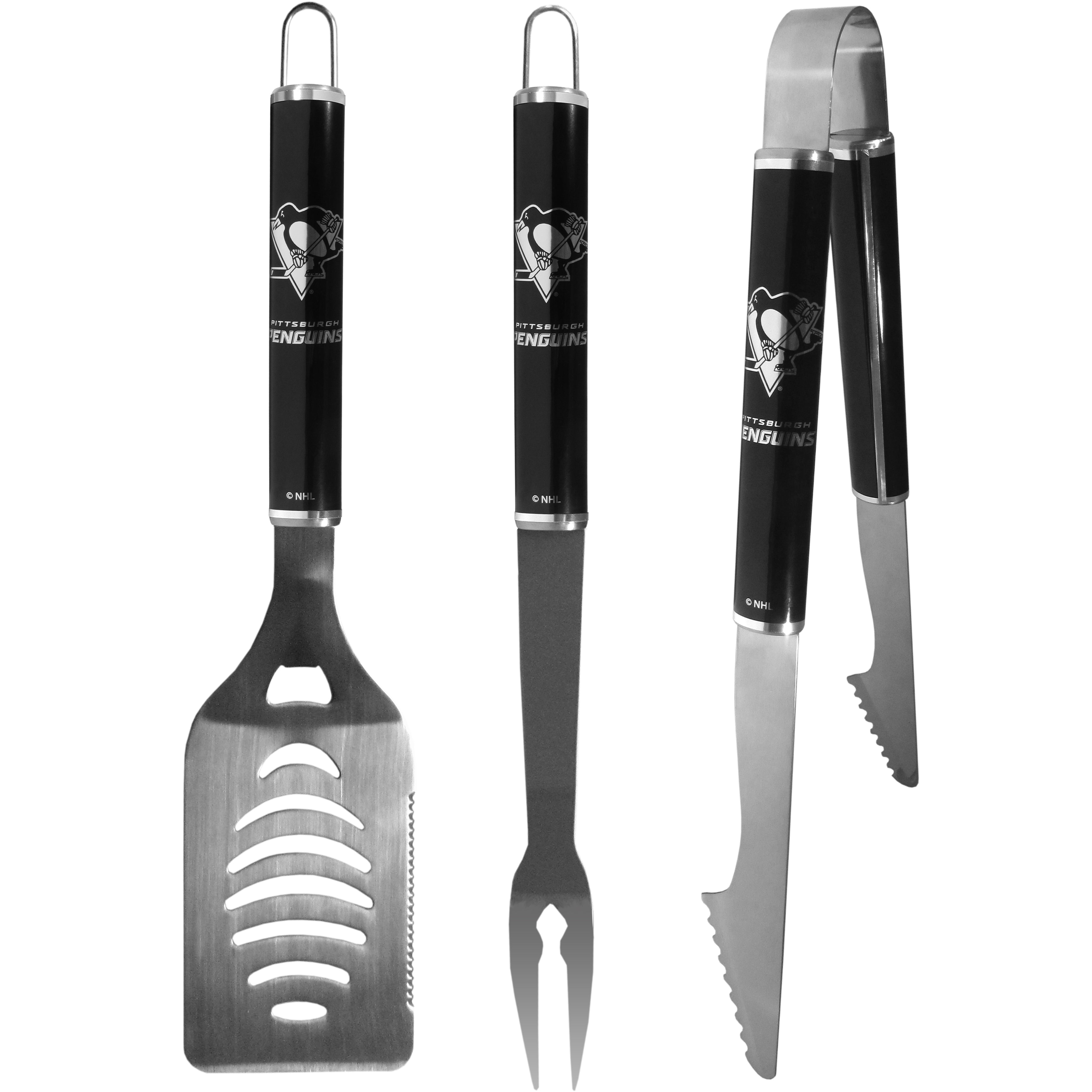 Pittsburgh Penguins 3 pc Steel BBQ Set in Black