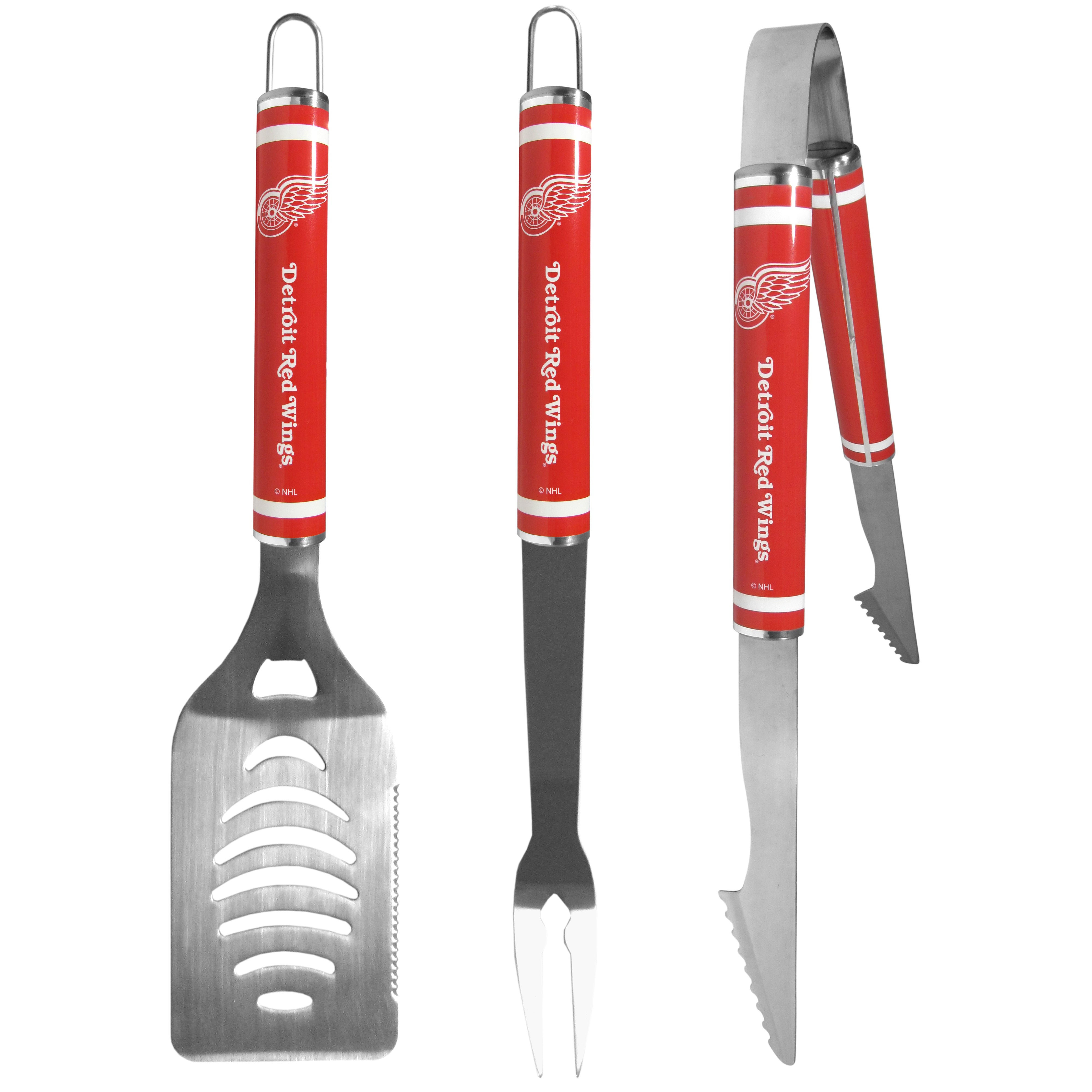 Detroit Red Wings 3 pc Steel BBQ Tool Set