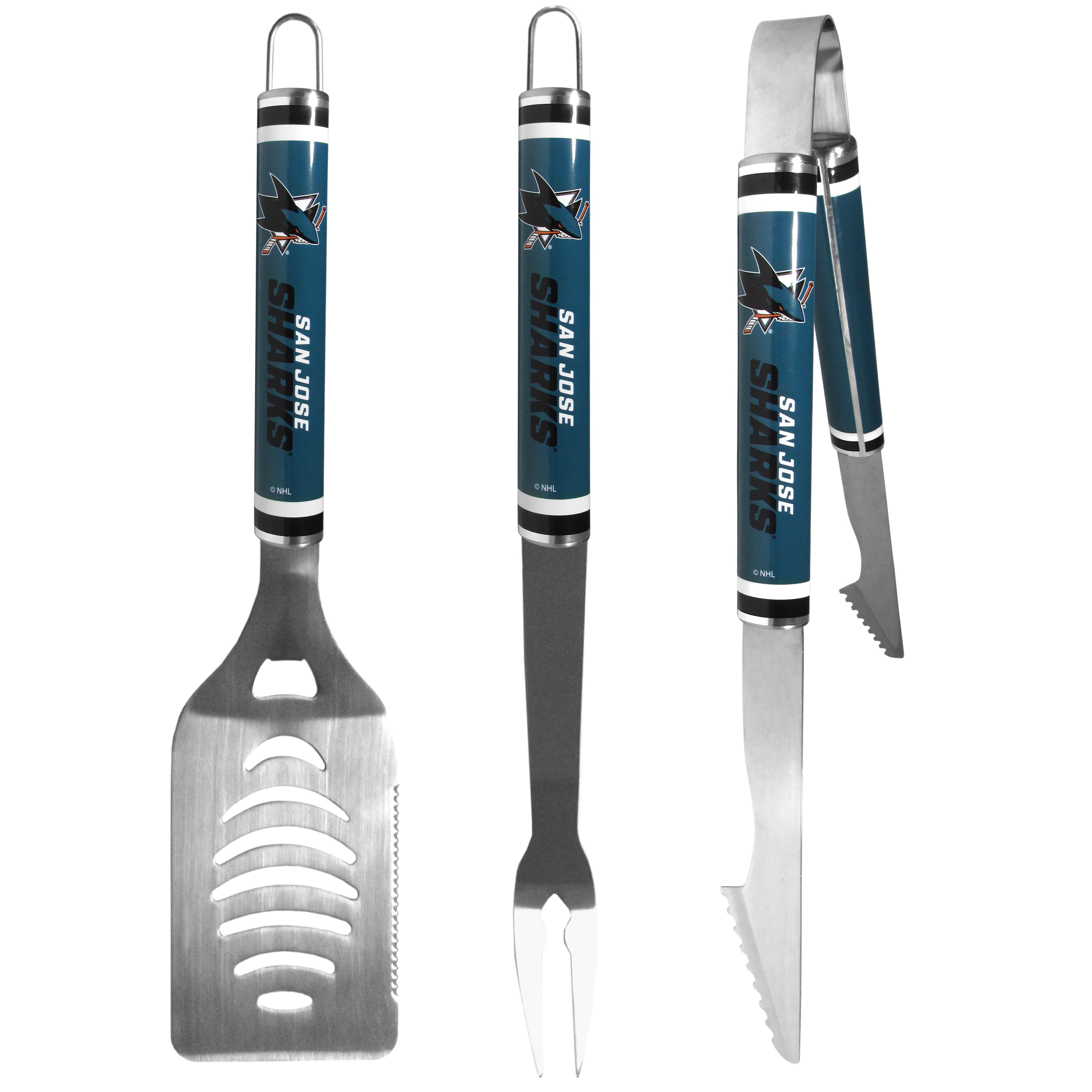 San Jose Sharks 3 pc Steel BBQ Tool Set