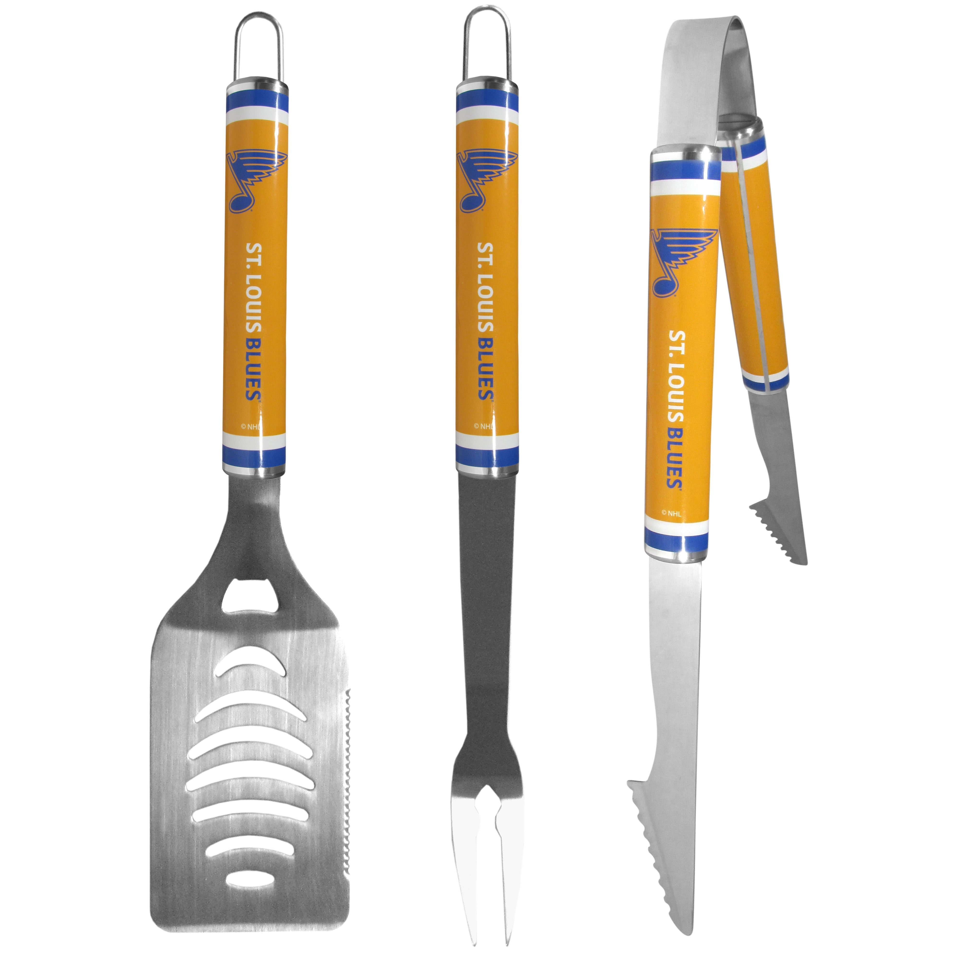 St. Louis Blues 3 pc Steel BBQ Tool Set