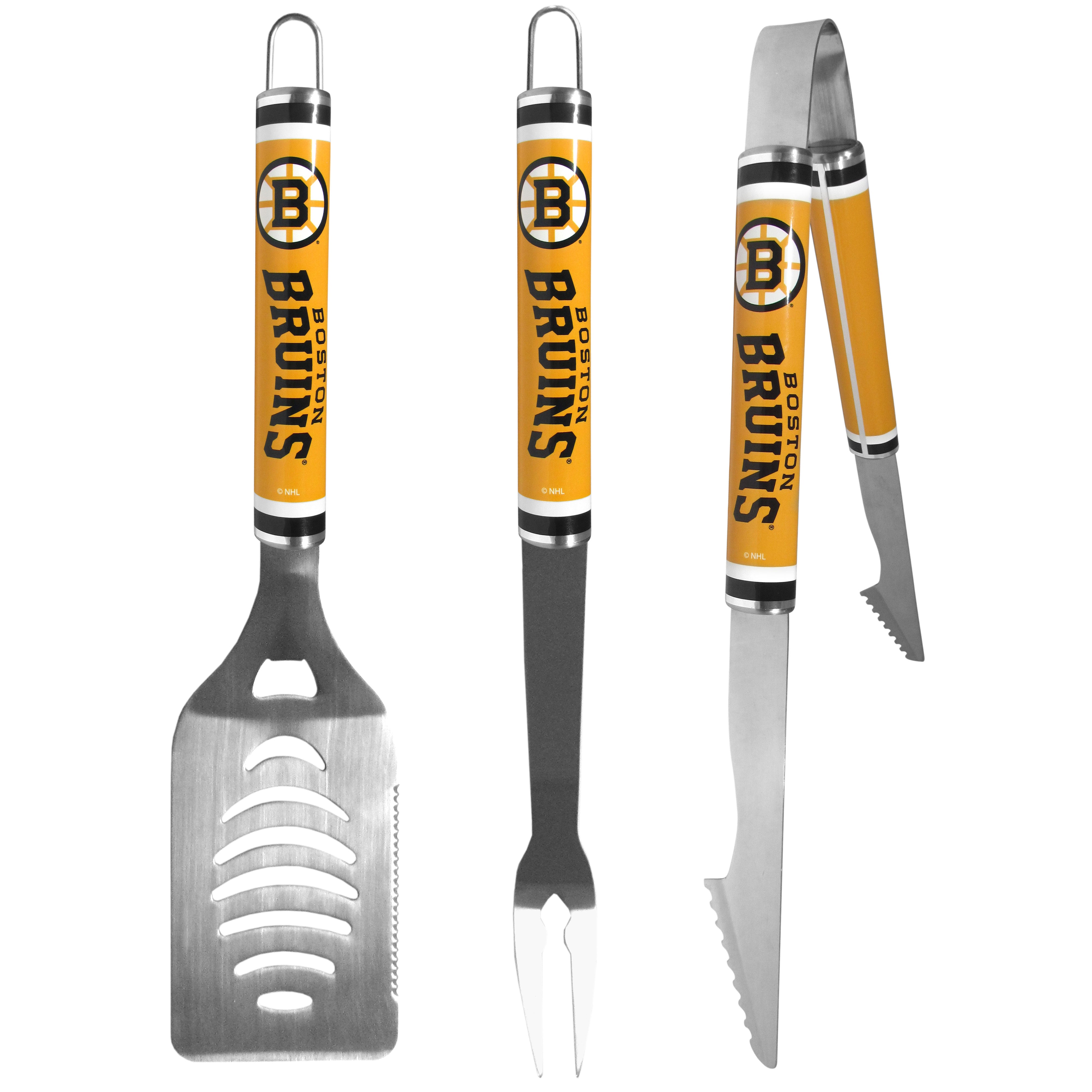 Boston Bruins 3 pc Steel BBQ Tool Set