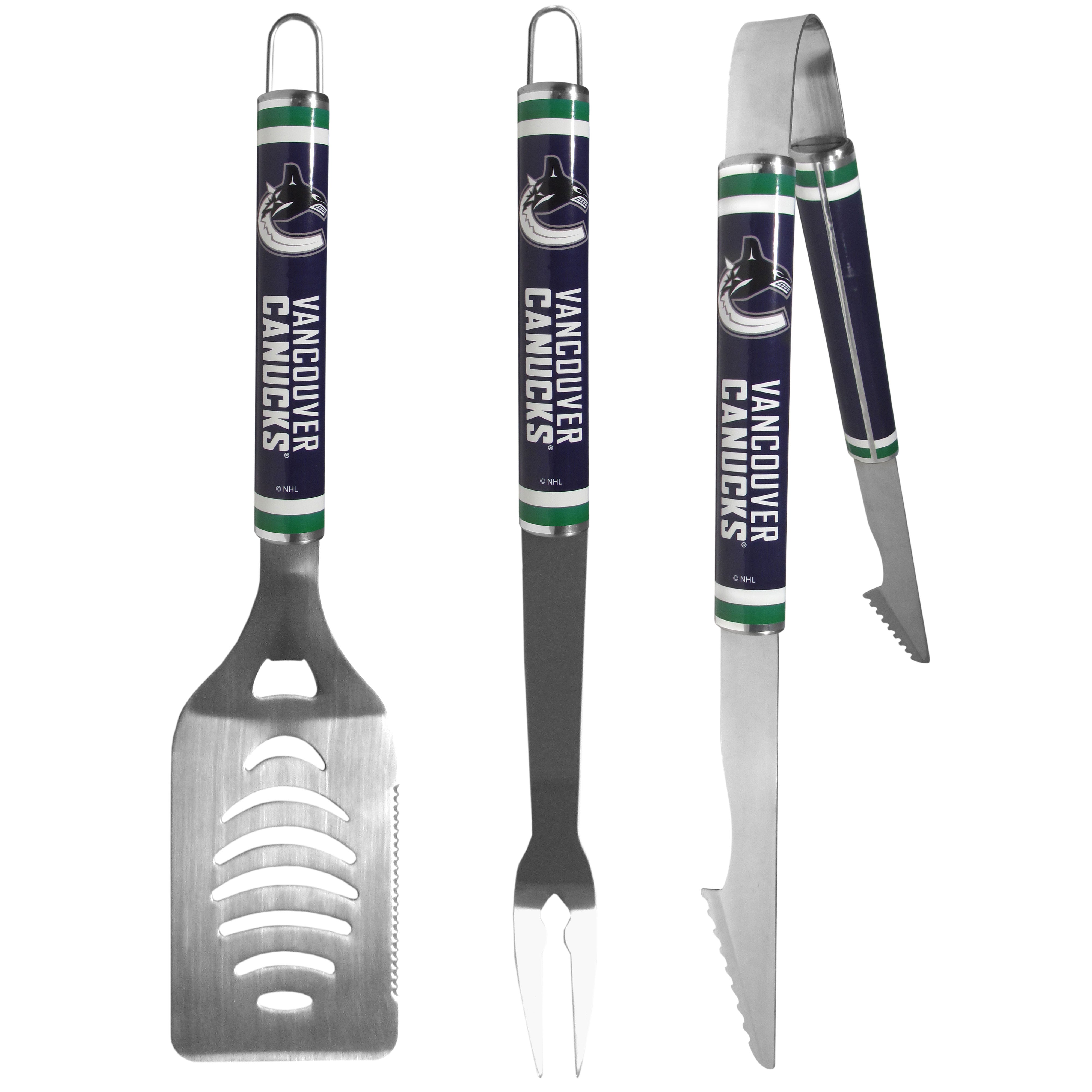 Vancouver Canucks 3 pc Steel BBQ Tool Set