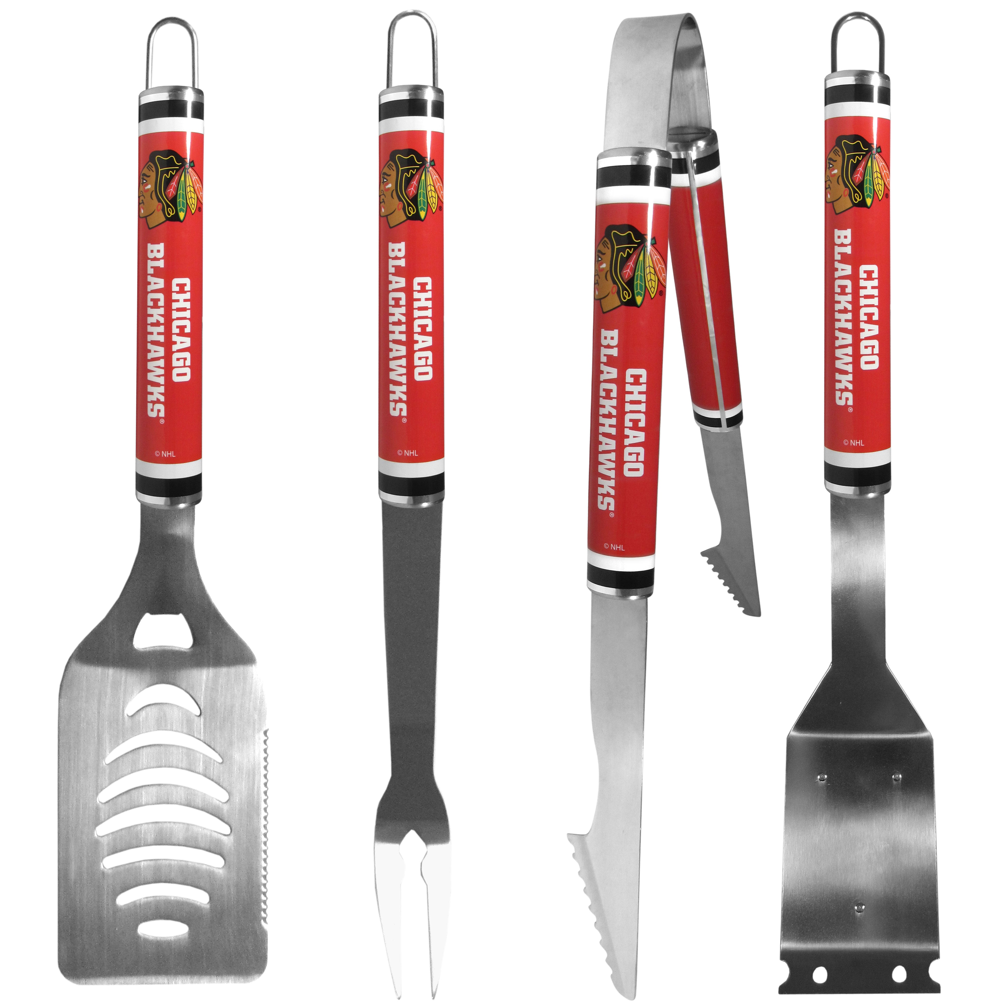 Chicago Blackhawks 4 pc Logo Grill Tool Set