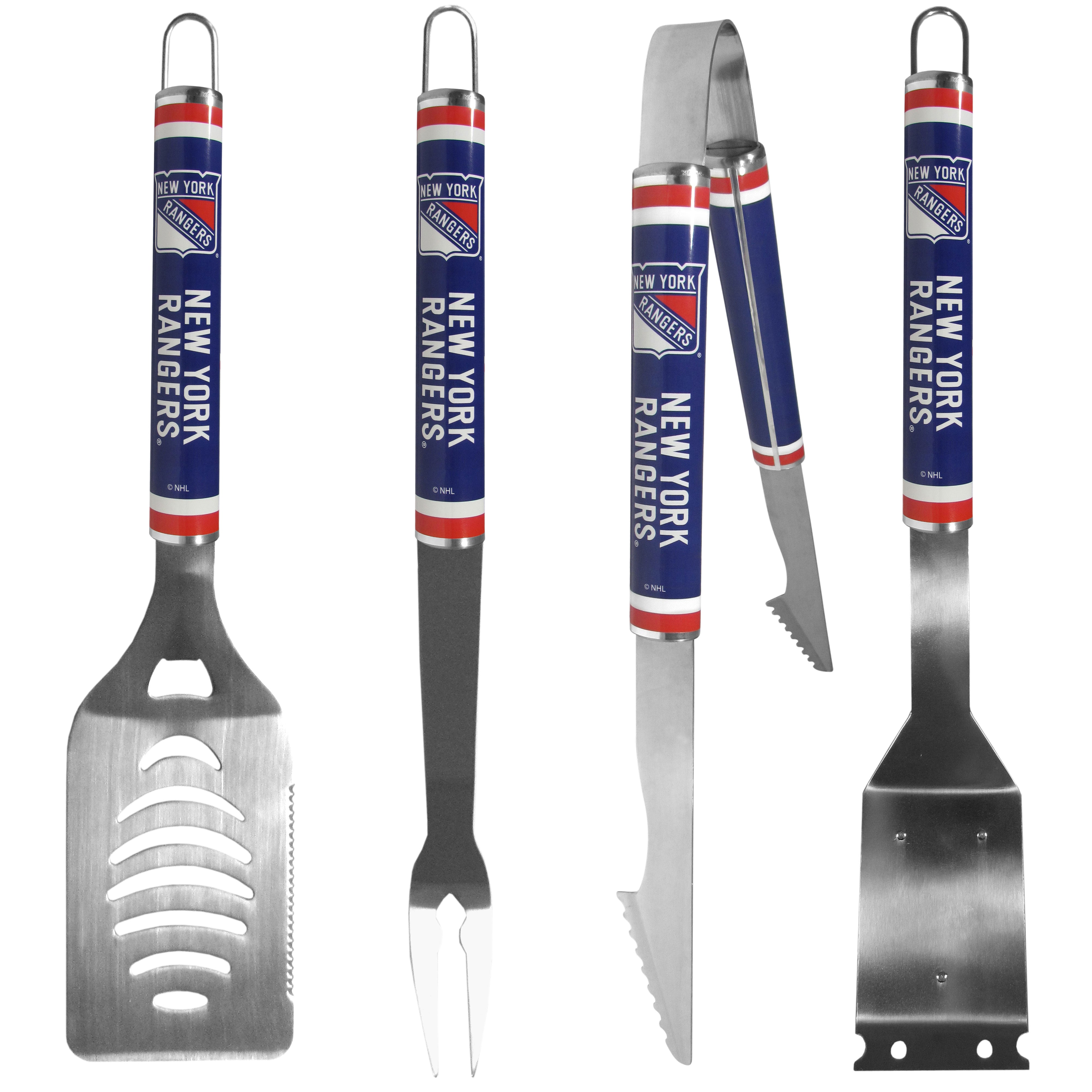 New York Rangers 4 pc Logo Grill Tool Set