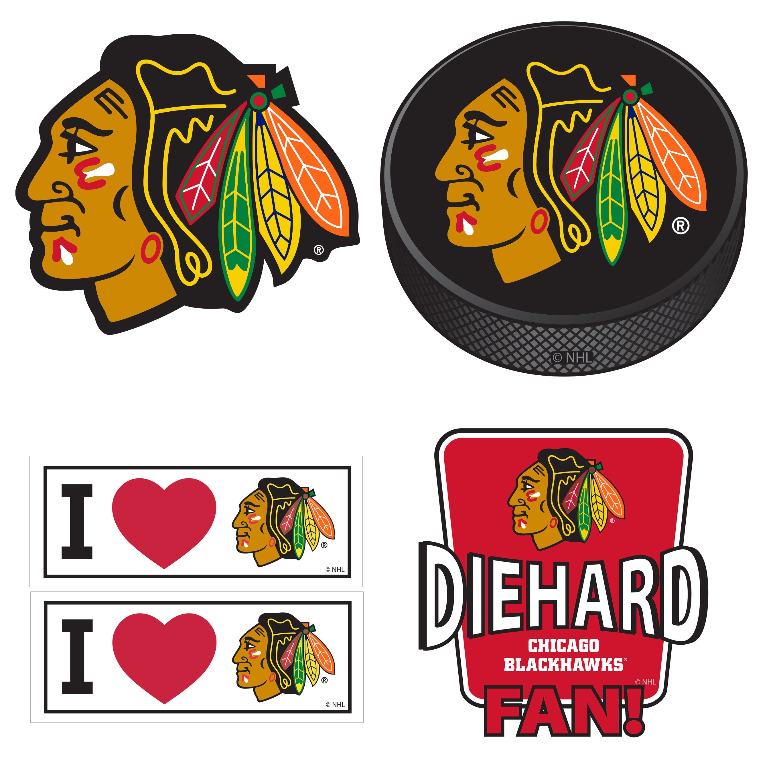 Chicago Blackhawks 5 pack of 4 inch Decals