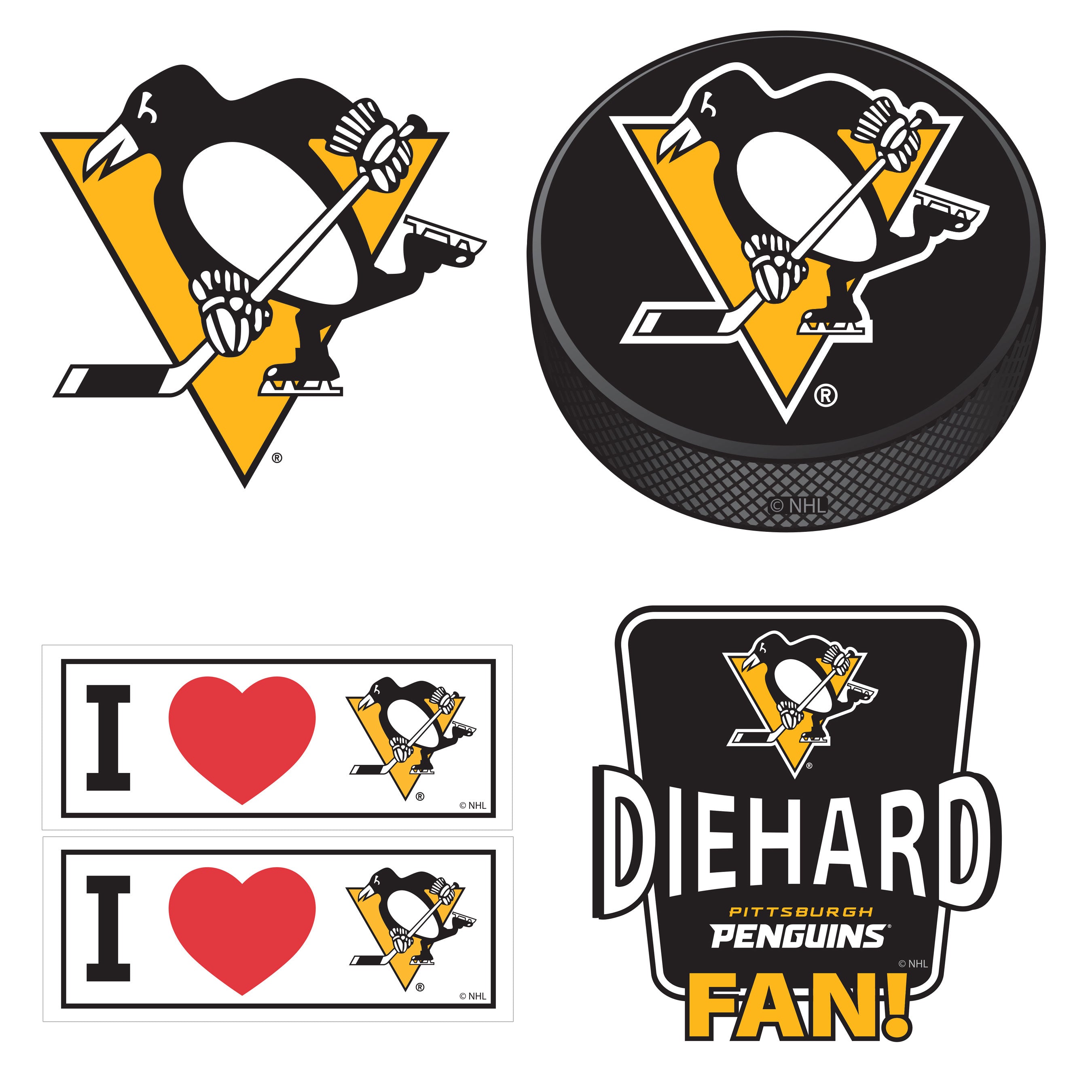 Pittsburgh Penguins 5 pack of 4 inch Decals