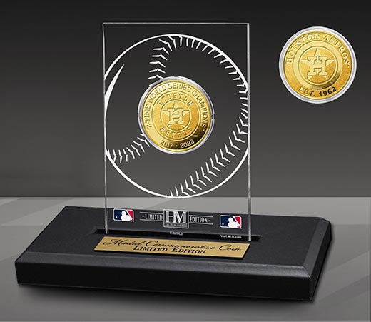 Houston Astros 2-Time World Series Champions Gold Coin in Acrylic Display - Sports Collectibles, Sports Memorabilia, Sports Fan Shop, Sports Gifts
