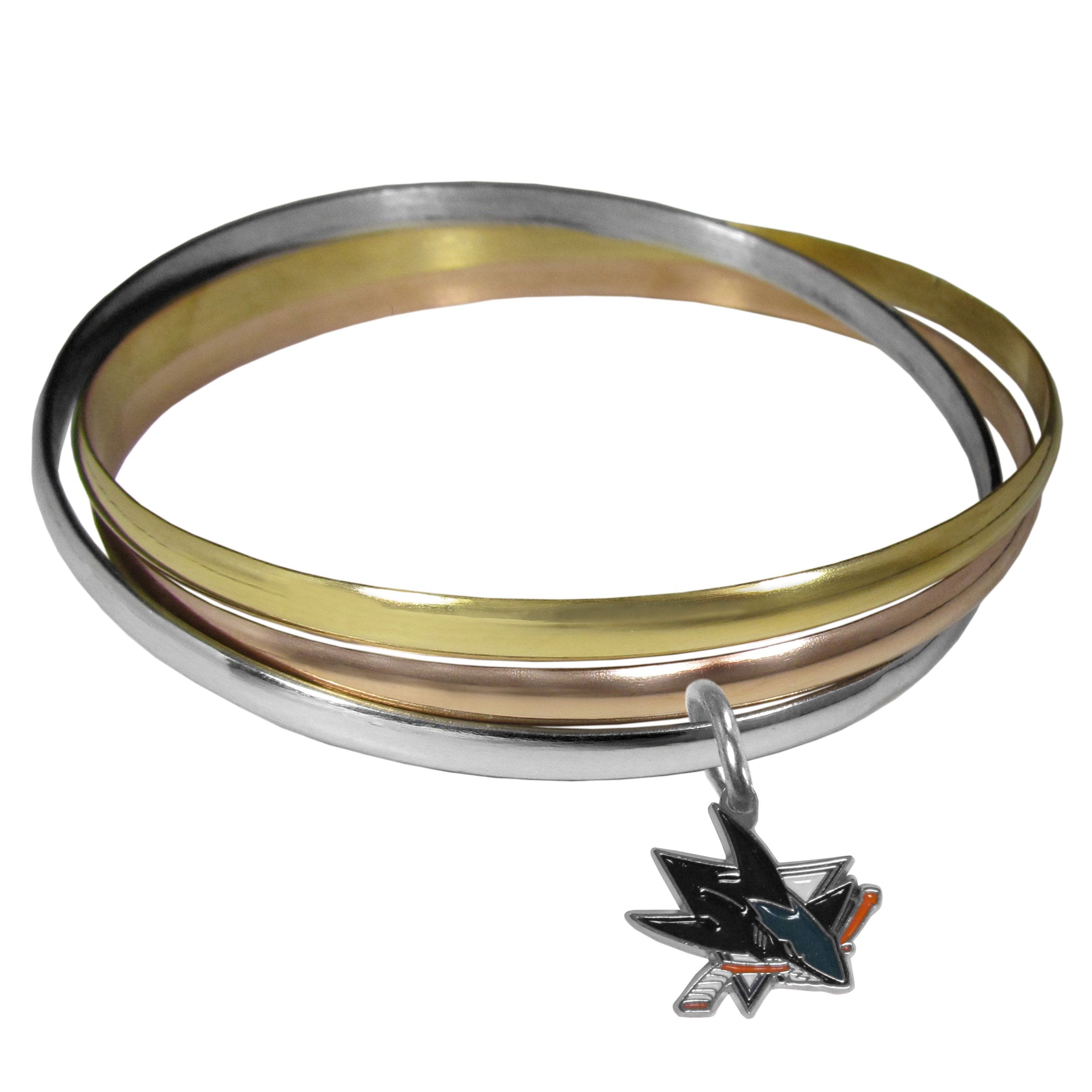 San Jose Sharks Tri-color Bangle Bracelet - Sports Gifts, Sports Memorabilia, Sports Collectibles, Fan Shop
