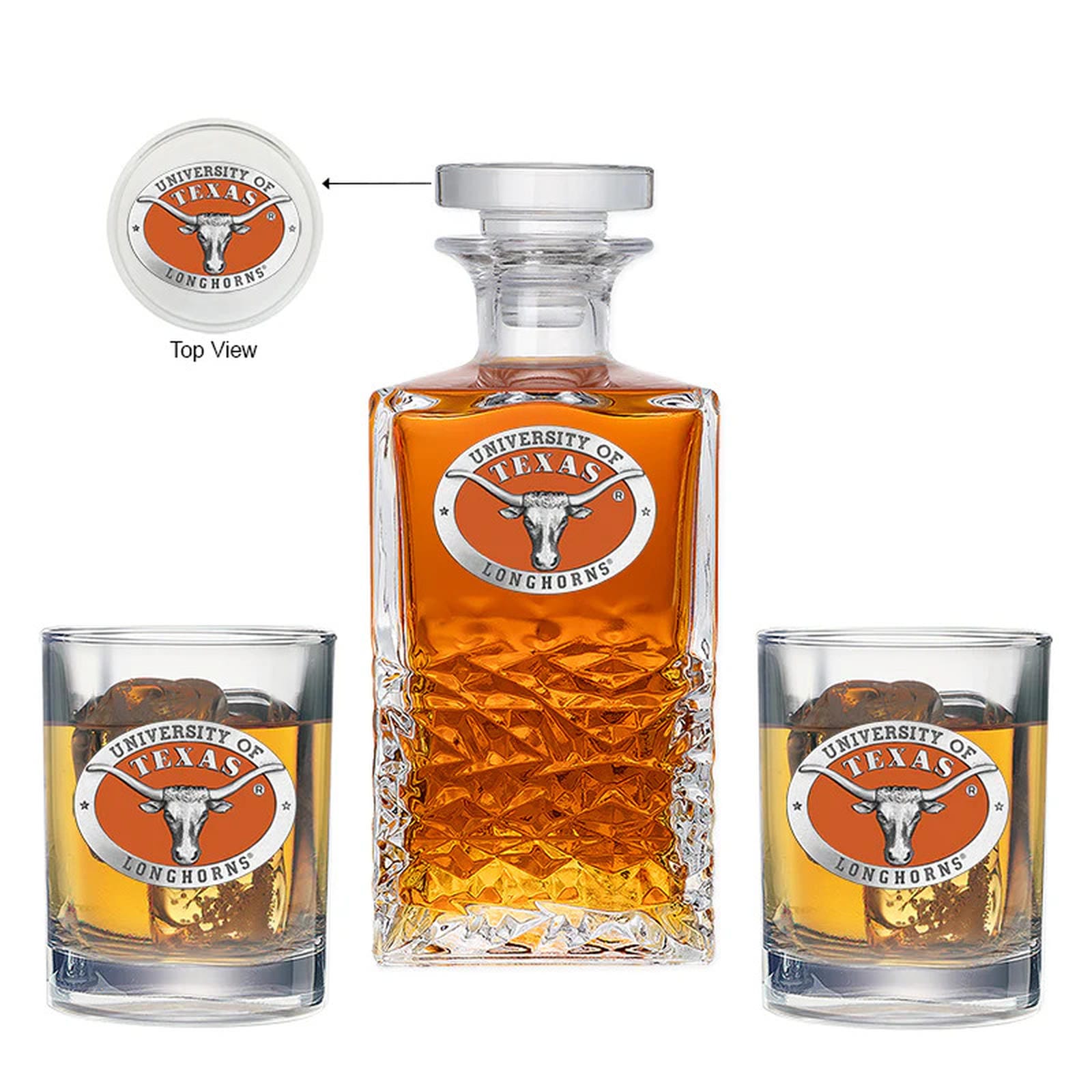 University of Texas at Austin Heritage Decanter with 2 Glasses - Sports Gifts, Sports Memorabilia, Sports Collectibles, Fan Shop