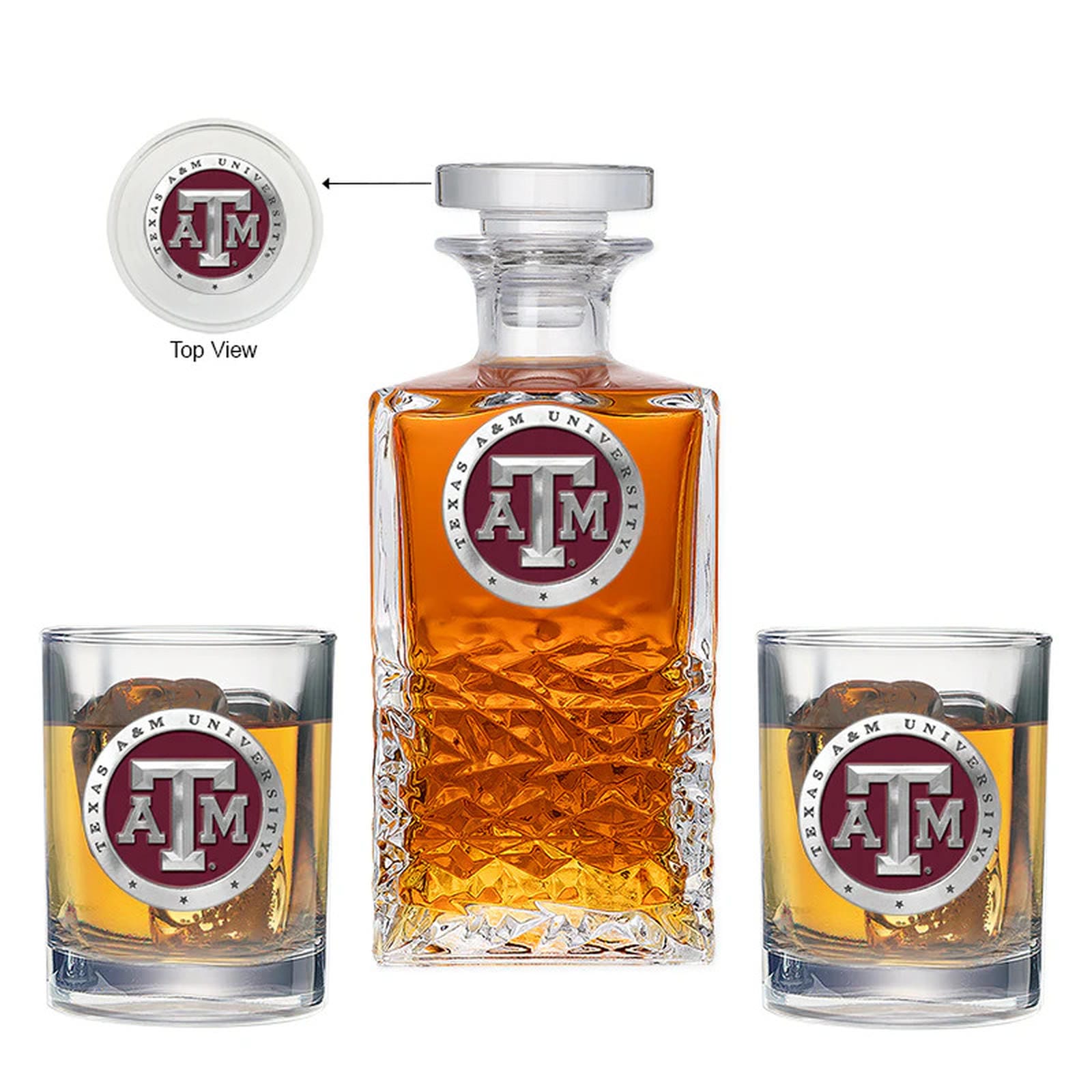 Texas A&M University Heritage Decanter with 2 Glasses - Sports Gifts, Sports Memorabilia, Sports Collectibles, Fan Shop