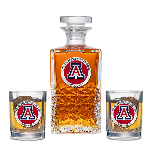 University of Arizona Heritage Decanter with 2 Glasses - Sports Collectibles, Sports Memorabilia, Sports Fan Shop, Sports Gifts