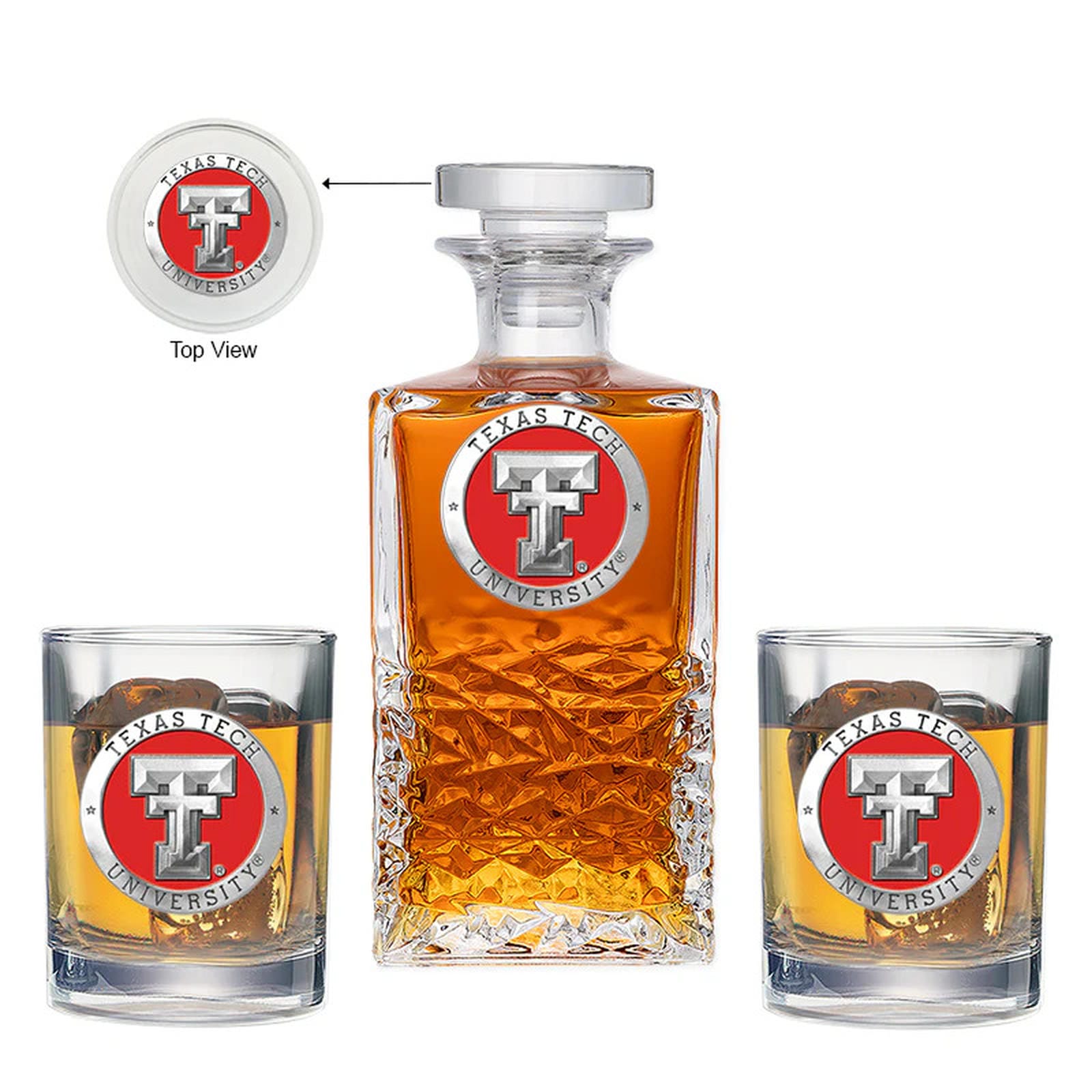 Texas Tech University Heritage Decanter with 2 Glasses - Sports Gifts, Sports Memorabilia, Sports Collectibles, Fan Shop