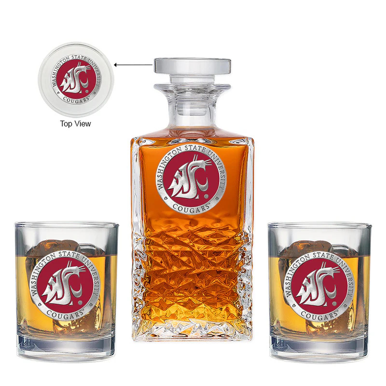 Washington State University Heritage Decanter with 2 Glasses - Sports Gifts, Sports Memorabilia, Sports Collectibles, Fan Shop