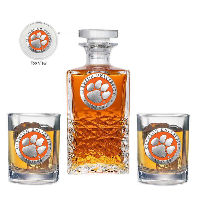 Clemson University Heritage Decanter with 2 Glasses - Sports Gifts, Sports Memorabilia, Sports Collectibles, Fan Shop