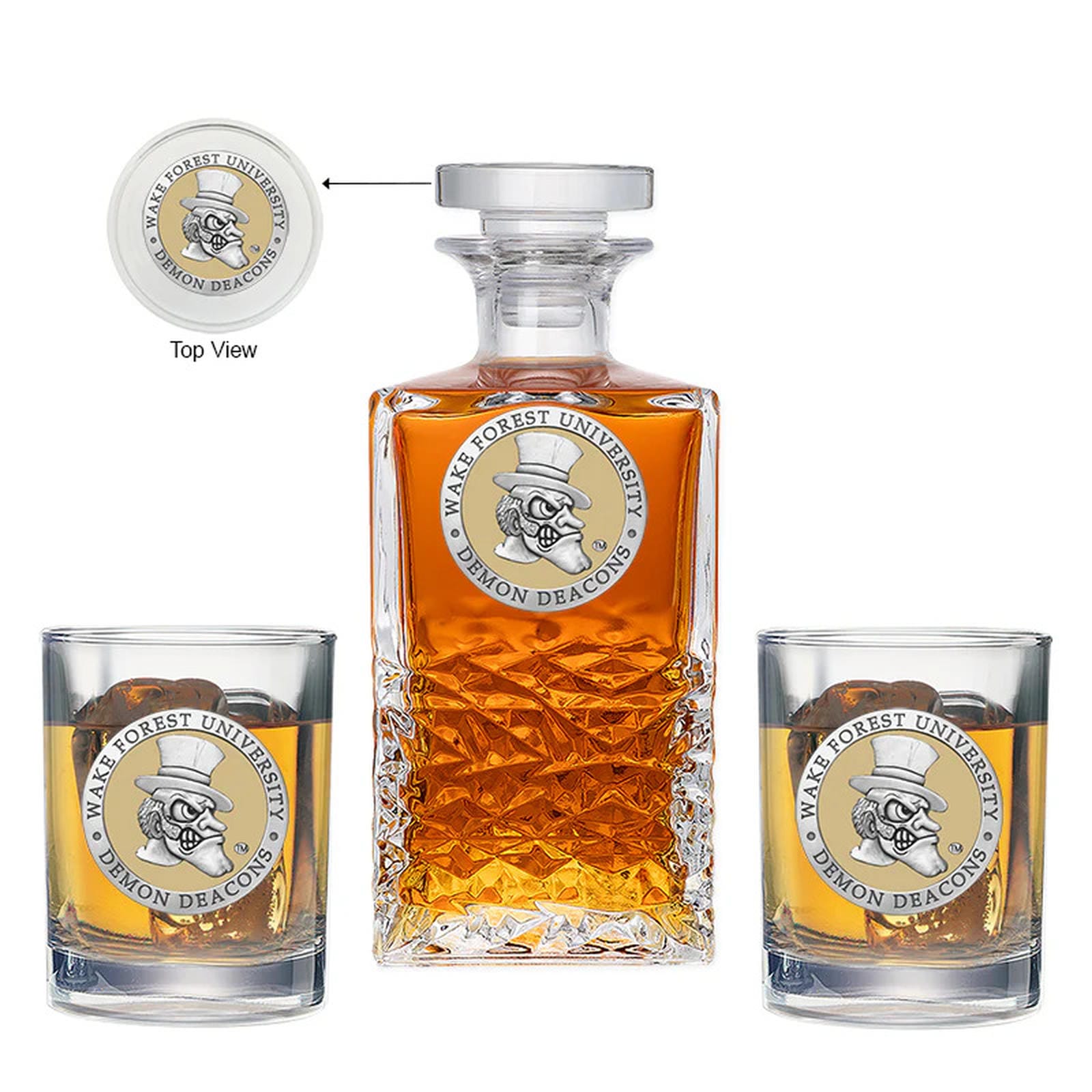 Wake Forest University Heritage Decanter with 2 Glasses - Sports Gifts, Sports Memorabilia, Sports Collectibles, Fan Shop