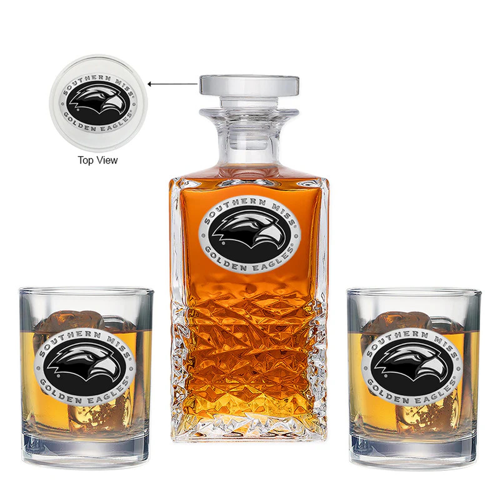 University of Southern Mississippi Heritage Decanter with 2 Glasses - Sports Gifts, Sports Memorabilia, Sports Collectibles, Fan Shop