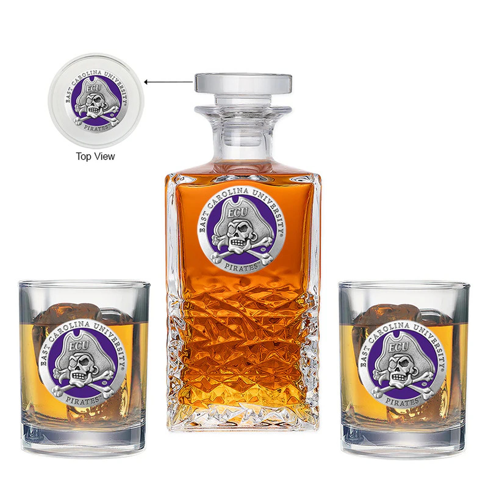 East Carolina University Heritage Decanter with 2 Glasses - Sports Gifts, Sports Memorabilia, Sports Collectibles, Fan Shop