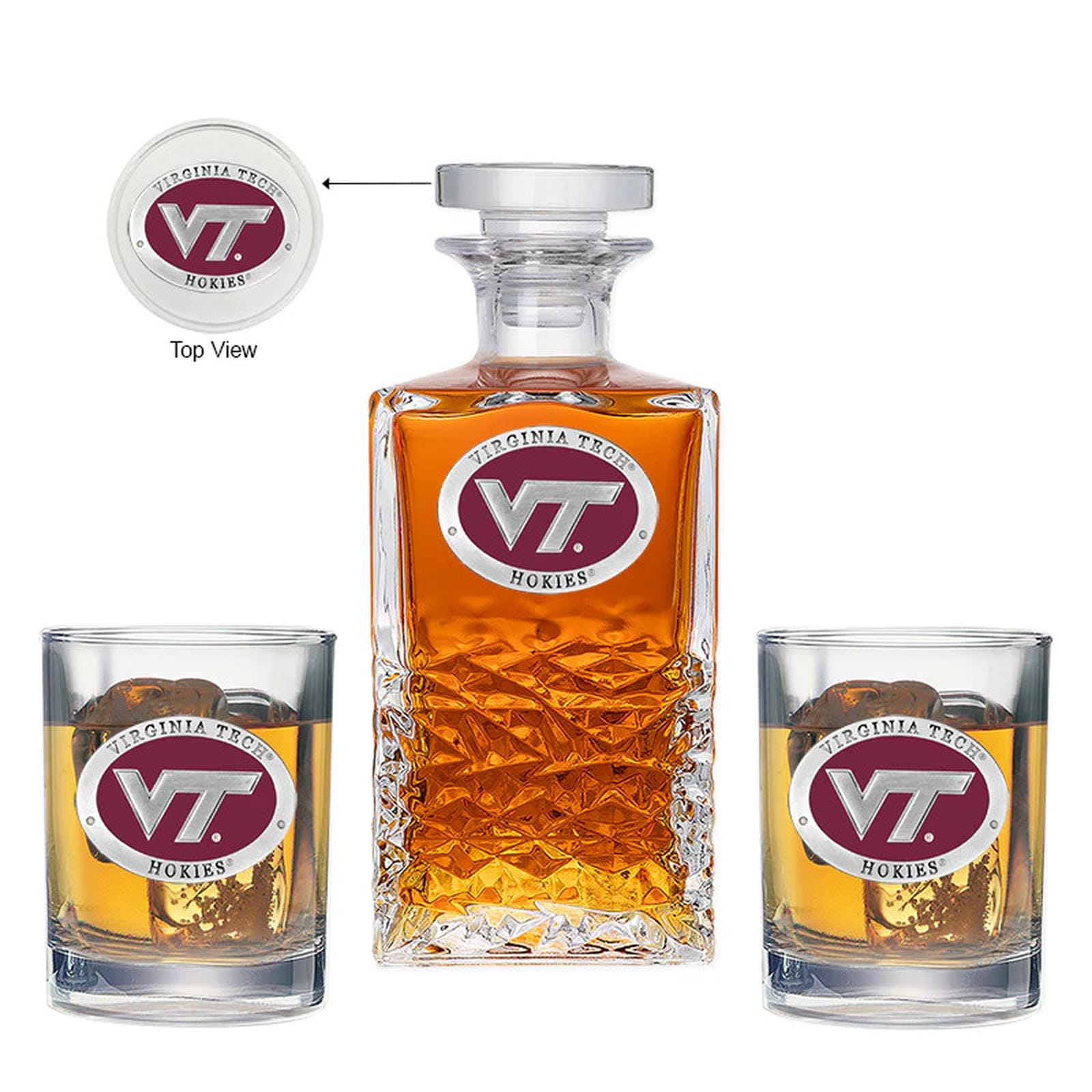 Virginia Tech University VT Logo Heritage Decanter with 2 Glasses - Sports Gifts, Sports Memorabilia, Sports Collectibles, Fan Shop
