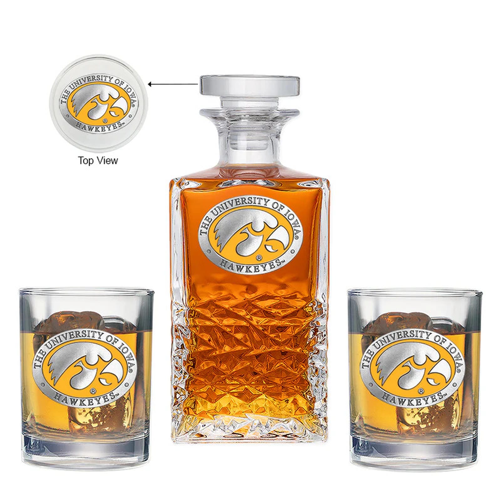 The University of Iowa Heritage Decanter with 2 Glasses - Sports Gifts, Sports Memorabilia, Sports Collectibles, Fan Shop